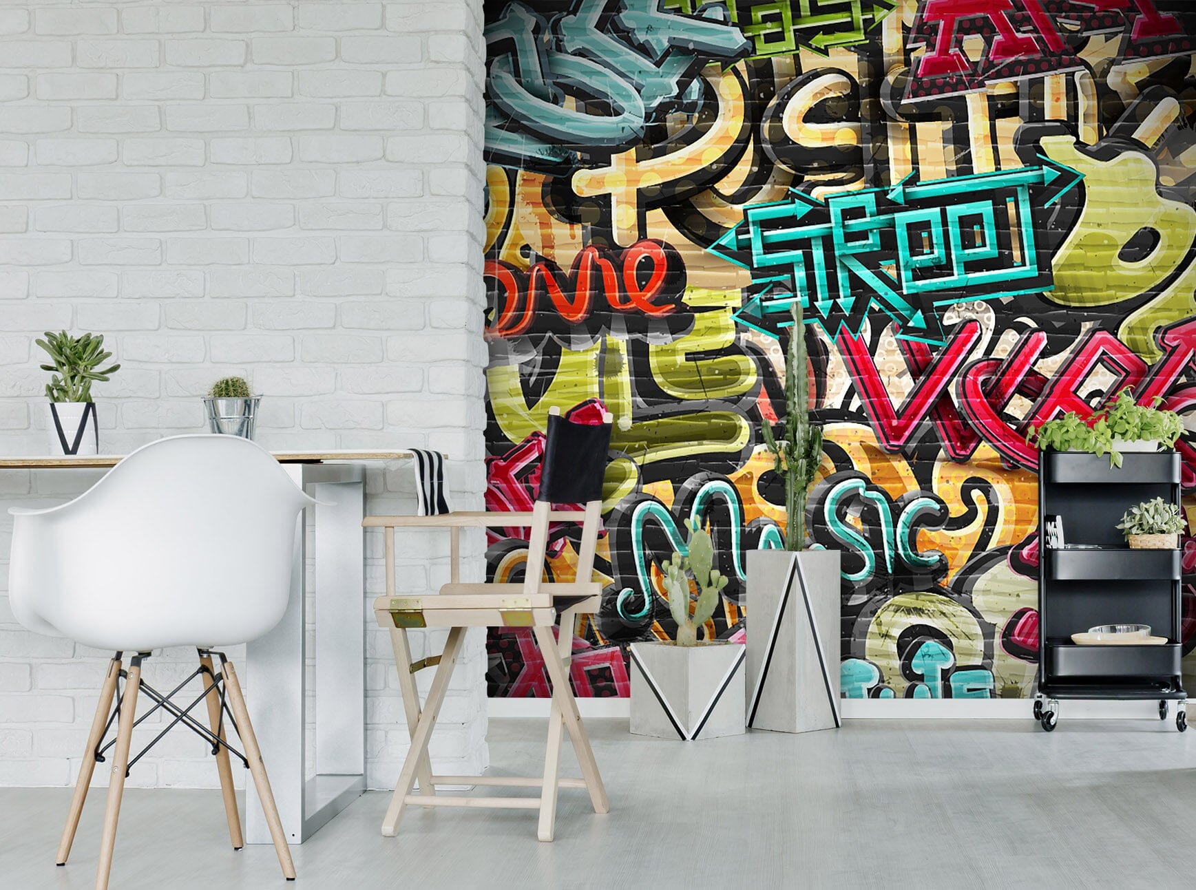 3D Graffiti Color Words 123 Wall Murals Wallpaper AJ Wallpaper 2 