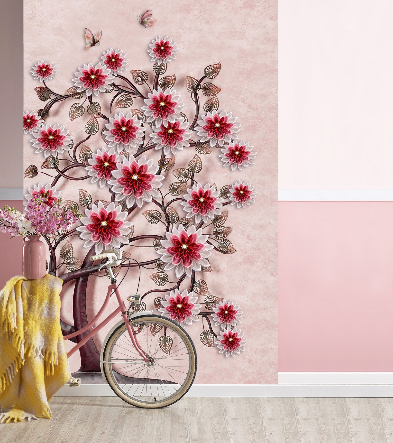 3D Purple Flowers 1846 Wall Murals