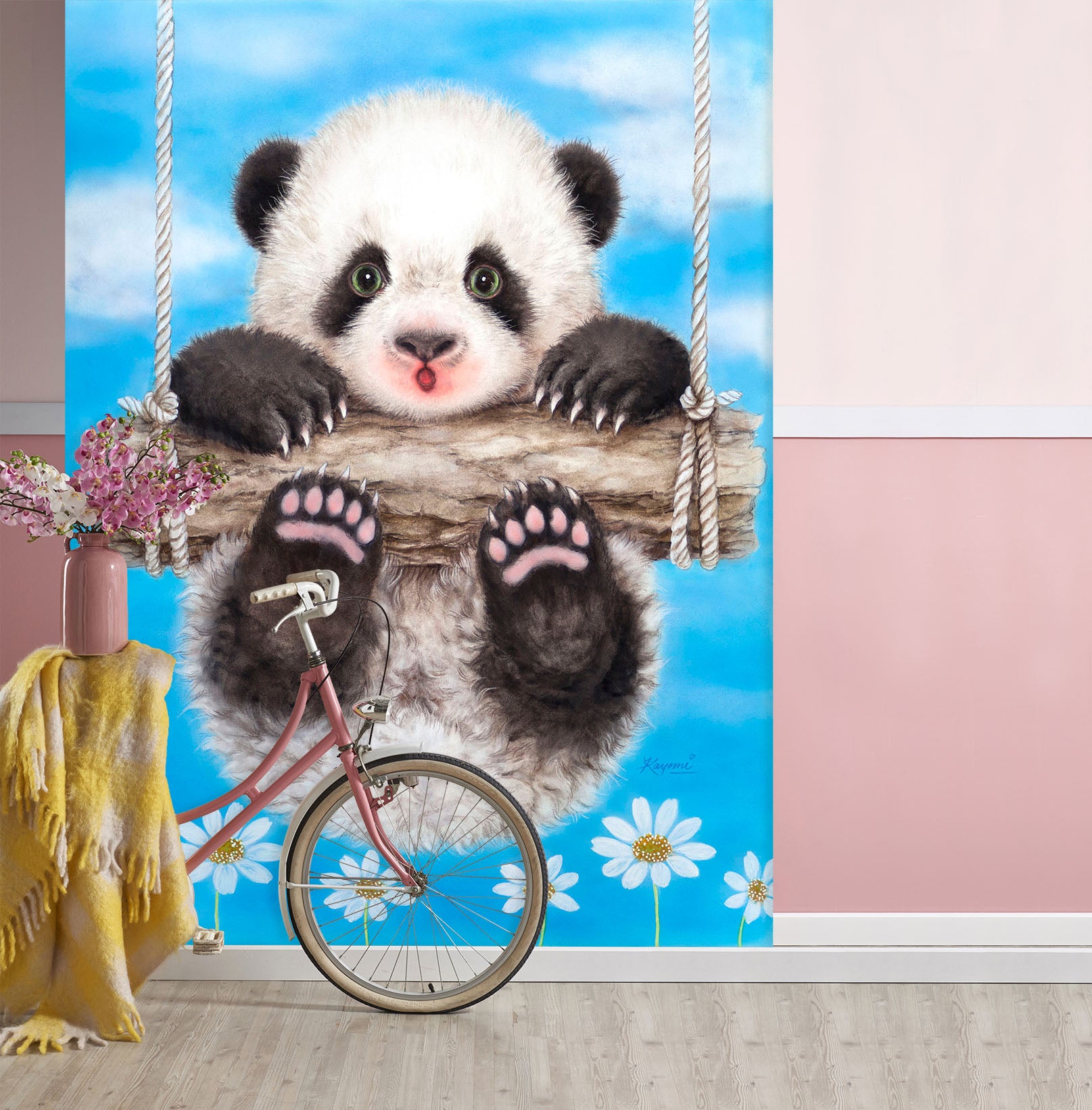 3D Panda Swing 5492 Kayomi Harai Wall Mural Wall Murals