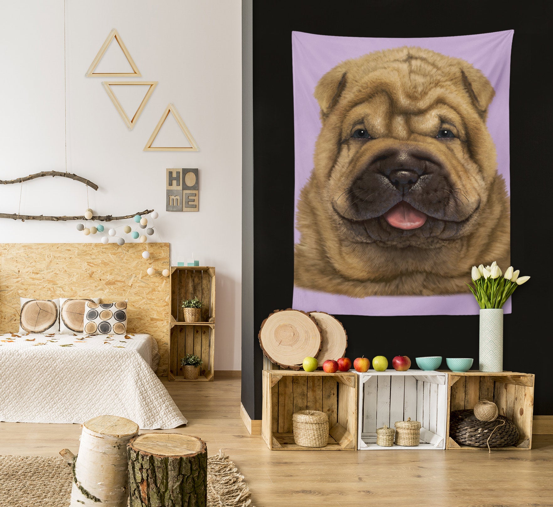 3D Shar Pei Dog 11731 Vincent Tapestry Hanging Cloth Hang