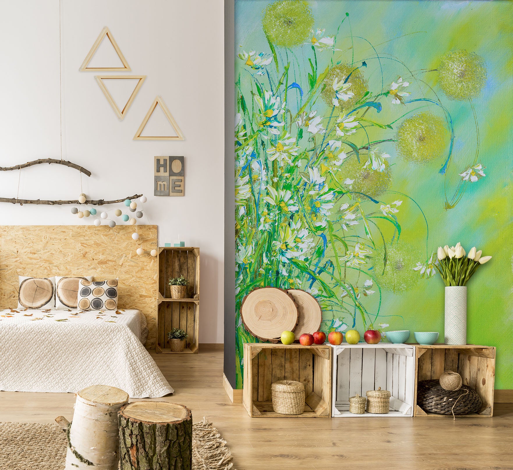 3D Green Flower Ball 264 Skromova Marina Wall Mural Wall Murals