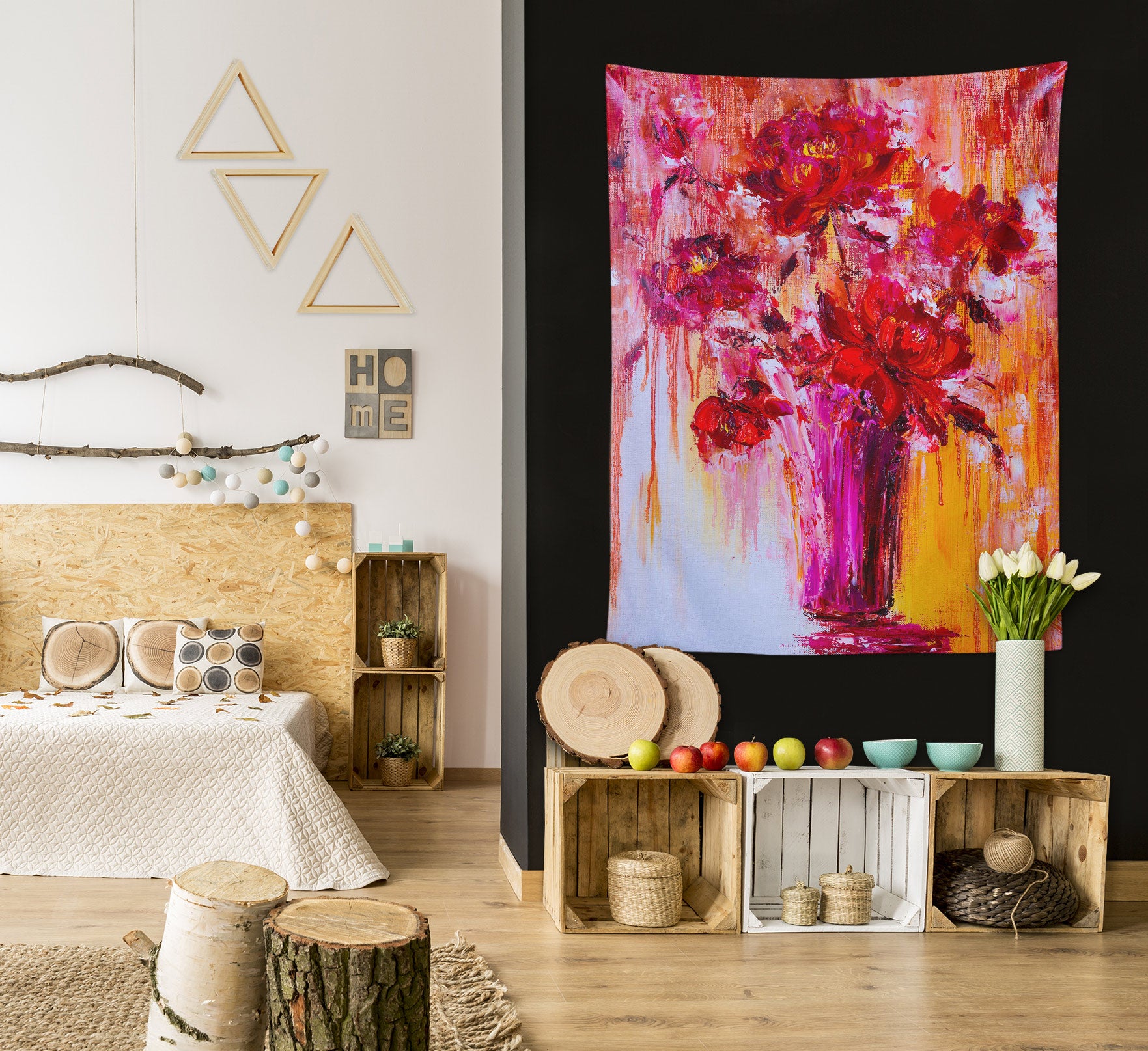 3D Red Flower 3301 Skromova Marina Tapestry Hanging Cloth Hang