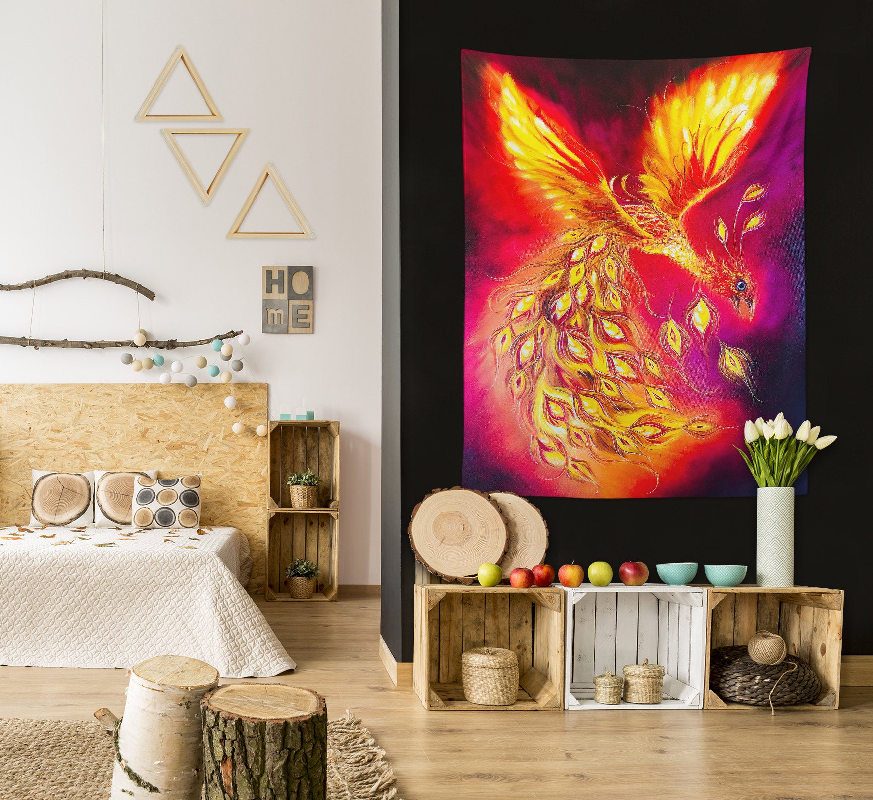 3D Red Phoenix 3433 Skromova Marina Tapestry Hanging Cloth Hang