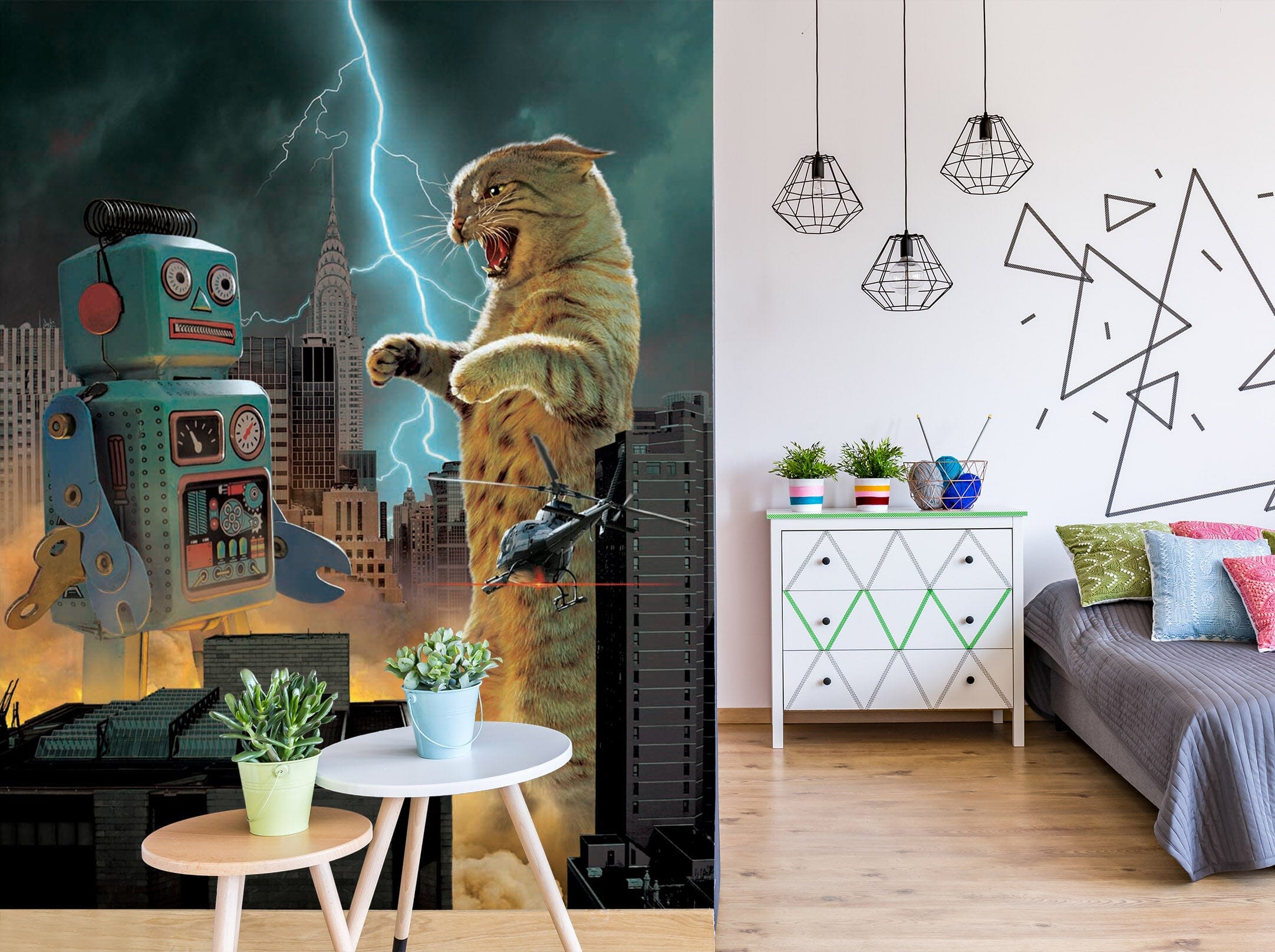 3D Robot Cat 1419 Wall Murals Exclusive Designer Vincent Wallpaper AJ Wallpaper 2 