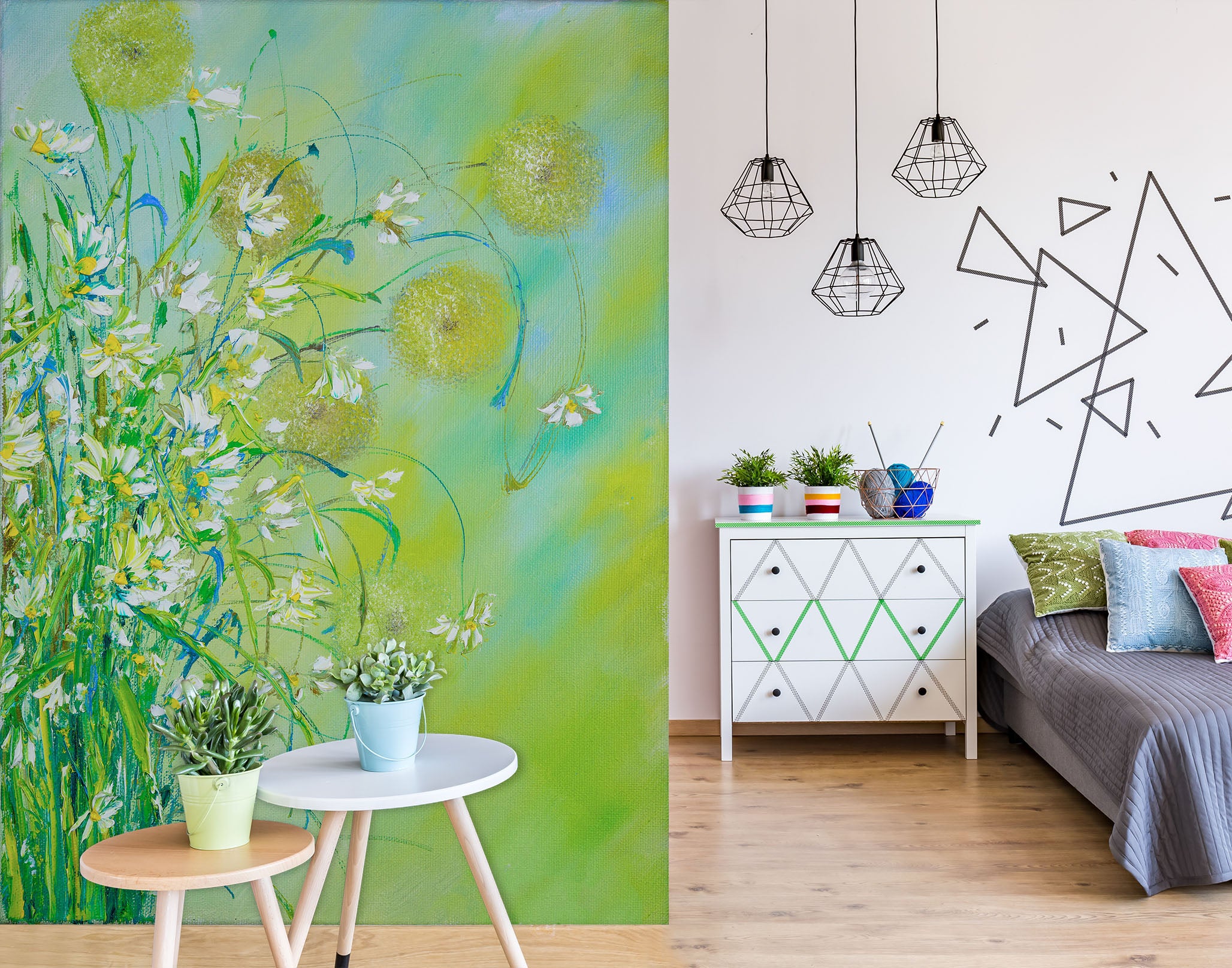 3D Green Flower Ball 264 Skromova Marina Wall Mural Wall Murals