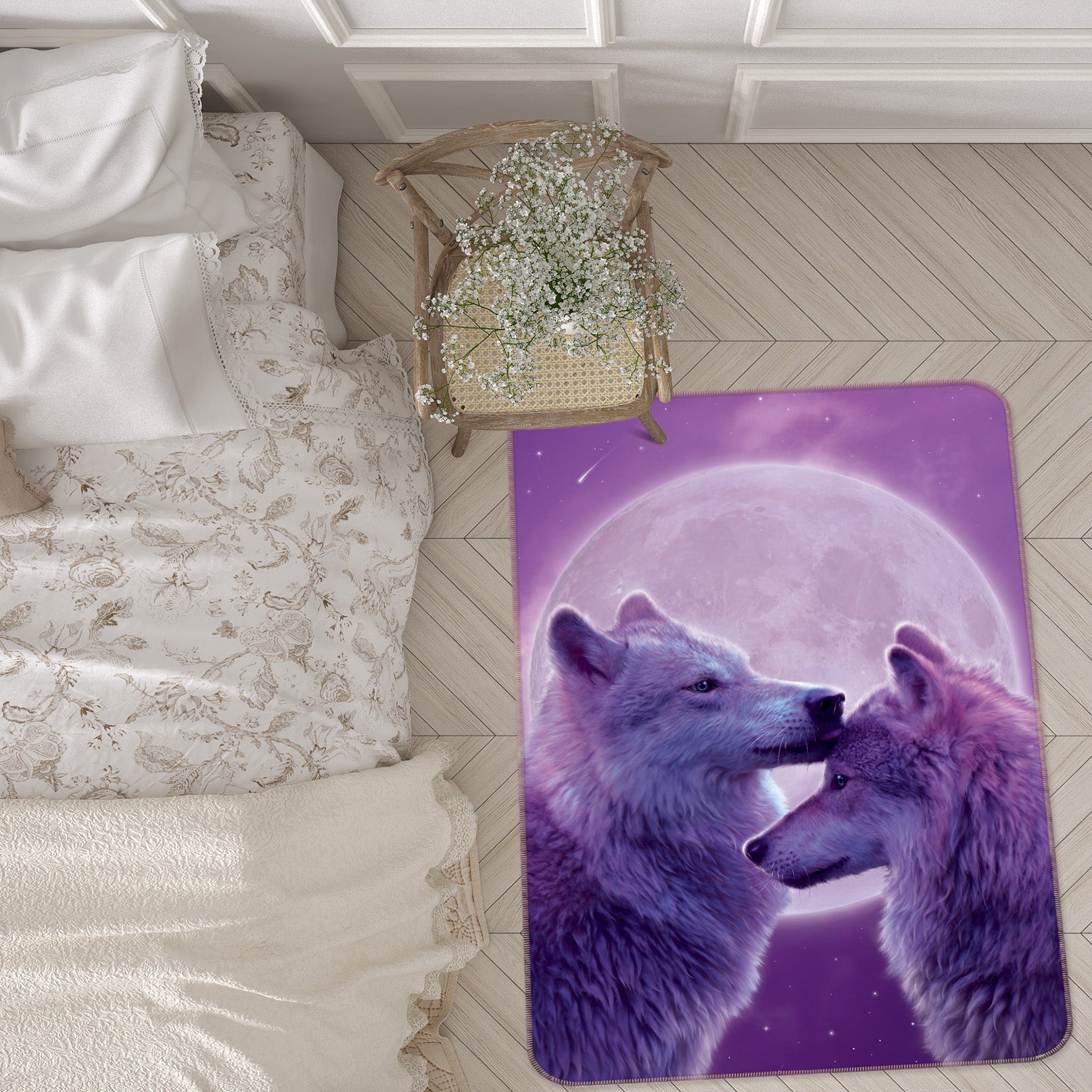 3D Purple Wolf 84236 Vincent Hie Rug Non Slip Rug Mat