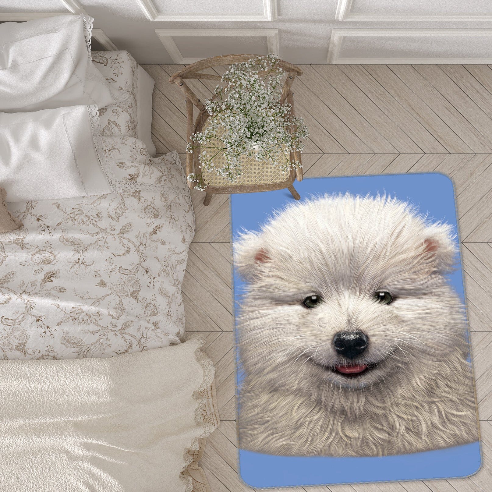 3D Samoyed Puppy 1062 Vincent Hie Rug Non Slip Rug Mat Mat AJ Creativity Home 