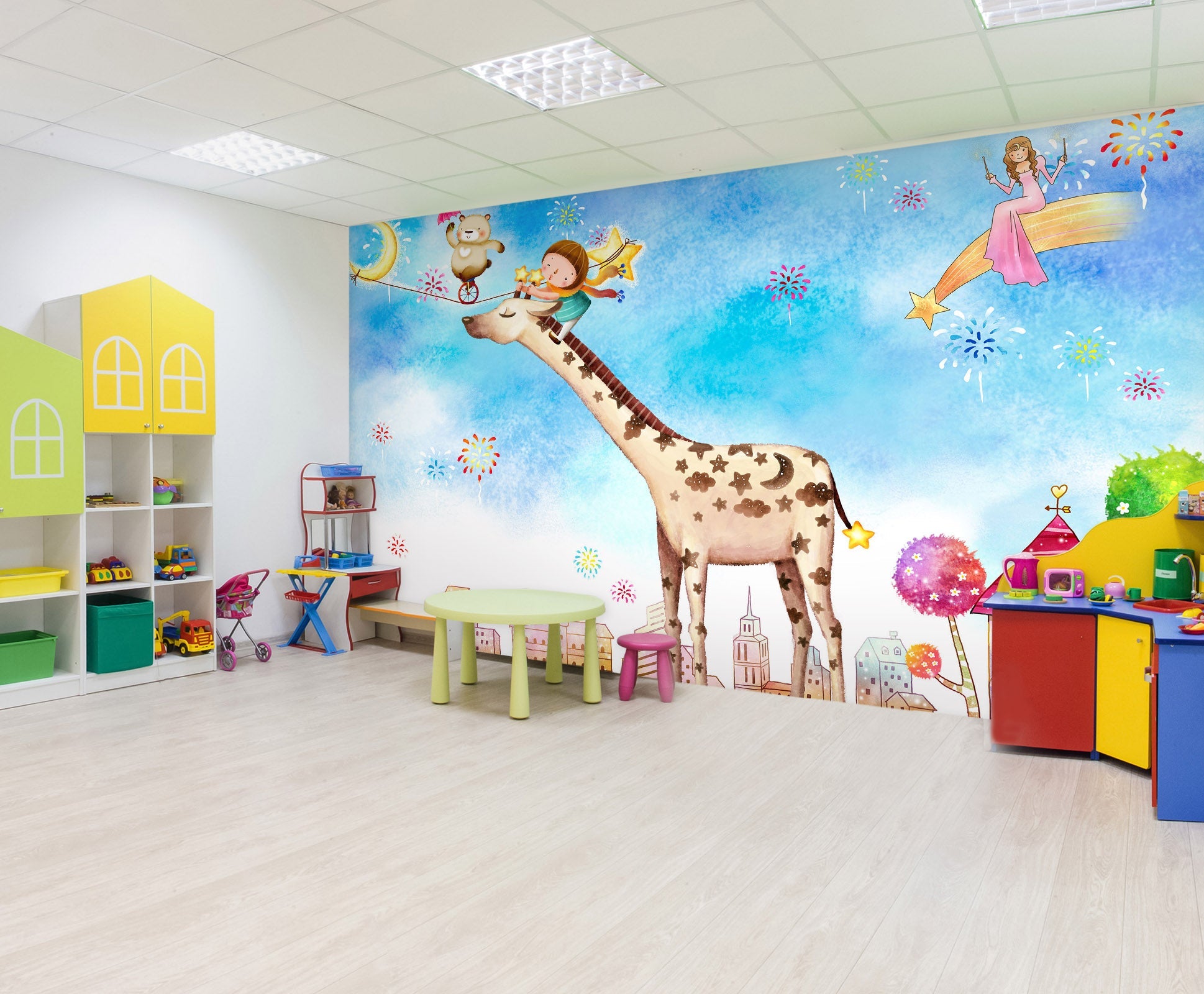 3D Moon Giraffe 019 Wall Murals Wallpaper AJ Wallpaper 2 