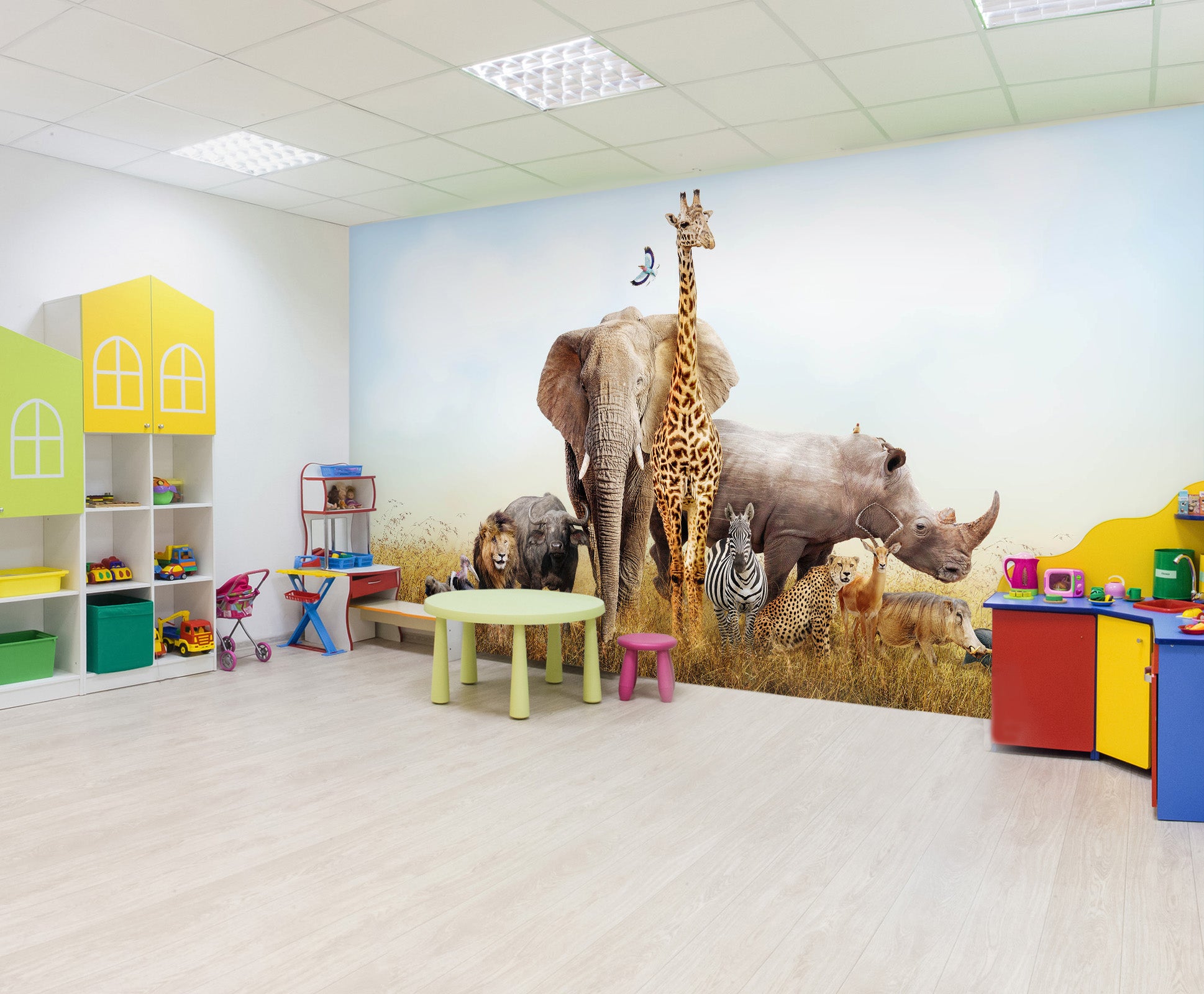 3D Elephant Giraffe 58118 Wall Murals