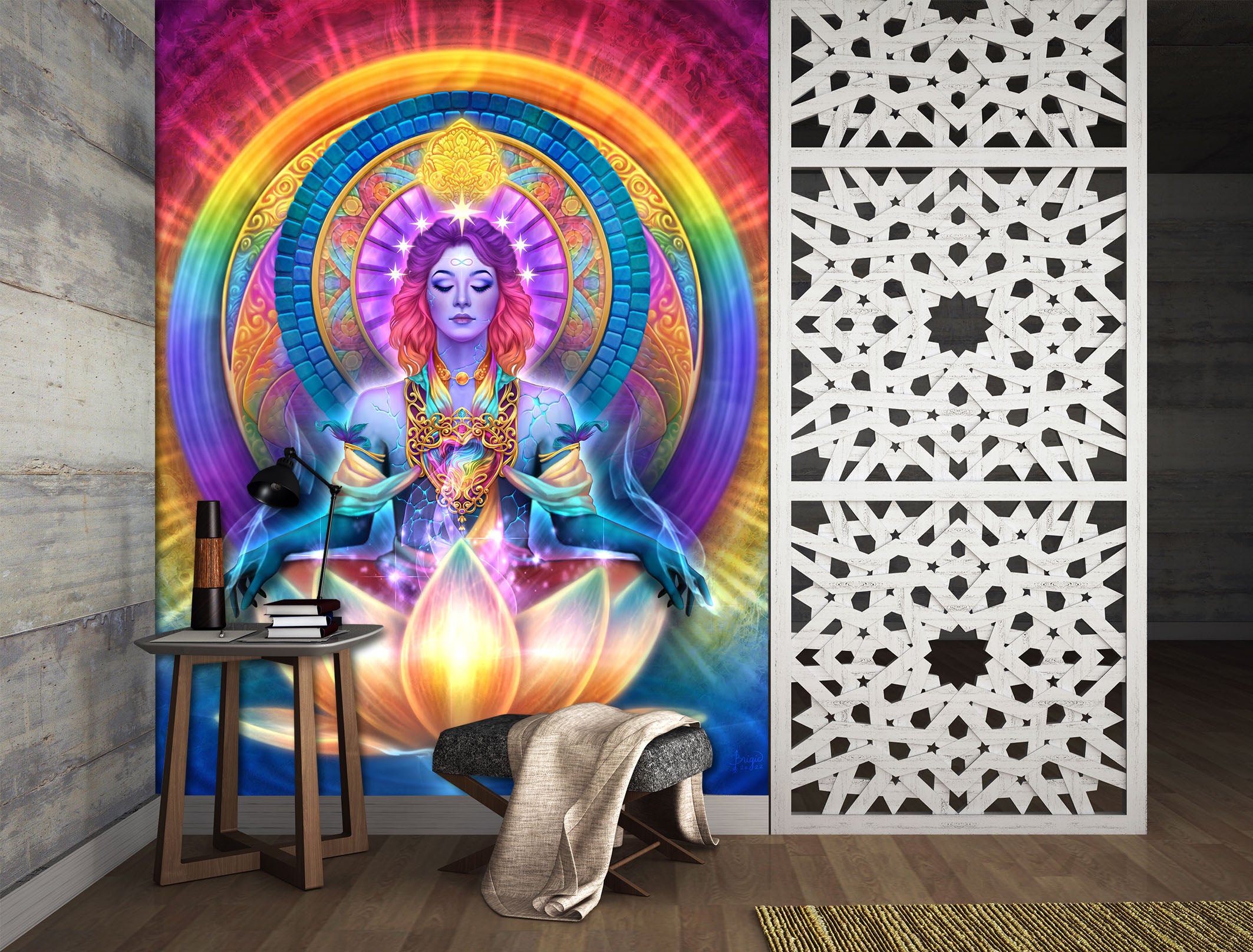 3D Colorful Lotus Woman 8799 Brigid Ashwood Wall Mural Wall Murals