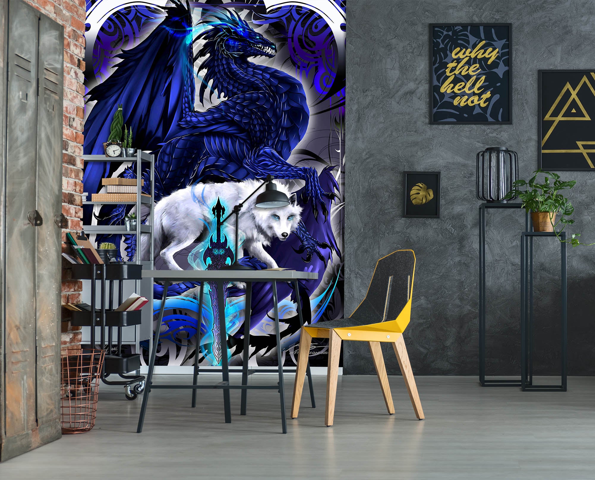 3D Dragon Wolf 8129 Ruth Thompson Wall Mural Wall Murals