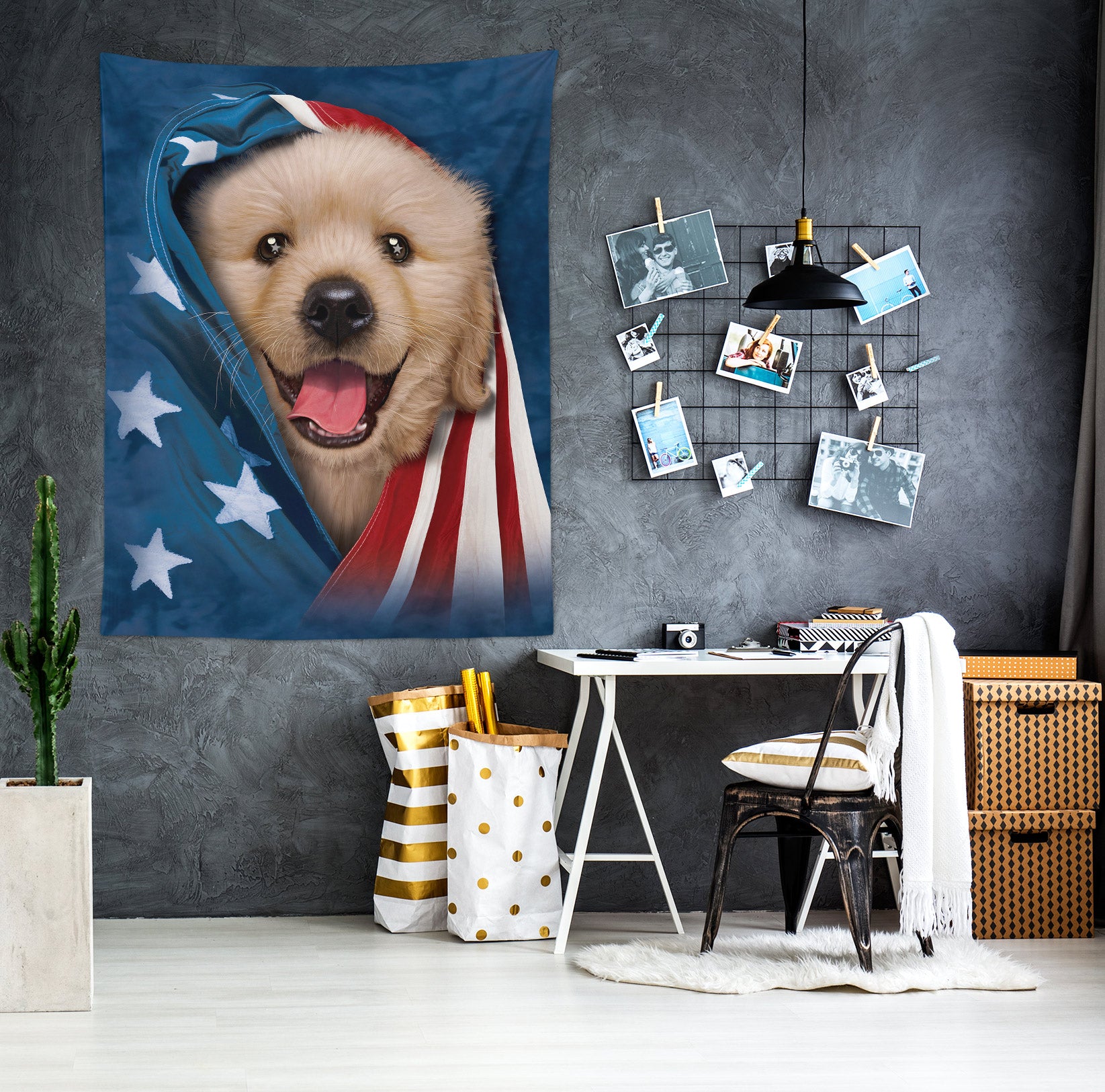 3D National Flag Puppy 116199 Vincent Tapestry Hanging Cloth Hang