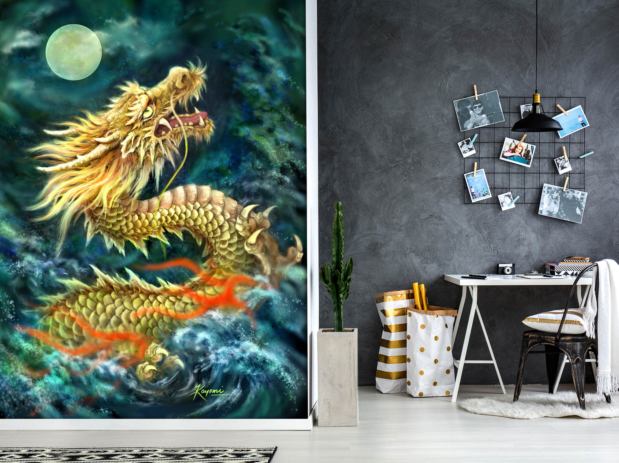 3D Dragon Moon 5557 Kayomi Harai Wall Mural Wall Murals