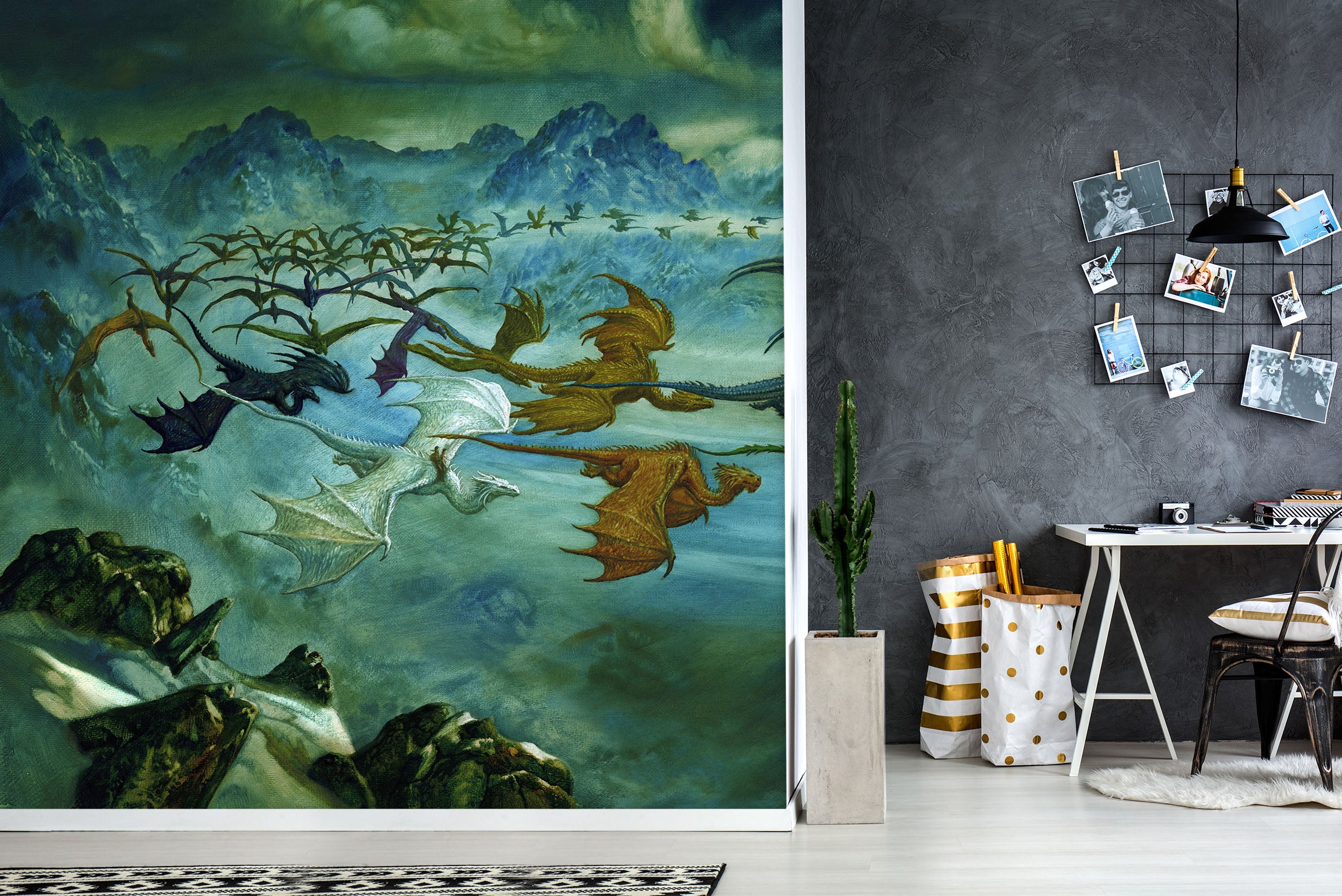 3D Mountains Group Dragon 7067 Ciruelo Wall Mural Wall Murals