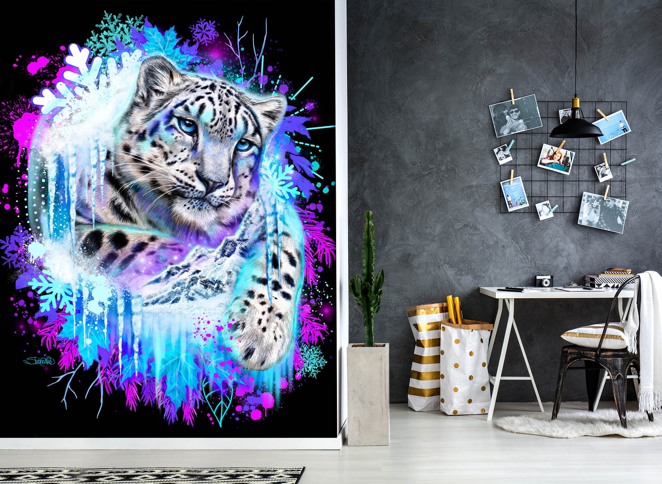 3D Snowflake Leopard 8466 Sheena Pike Wall Mural Wall Murals