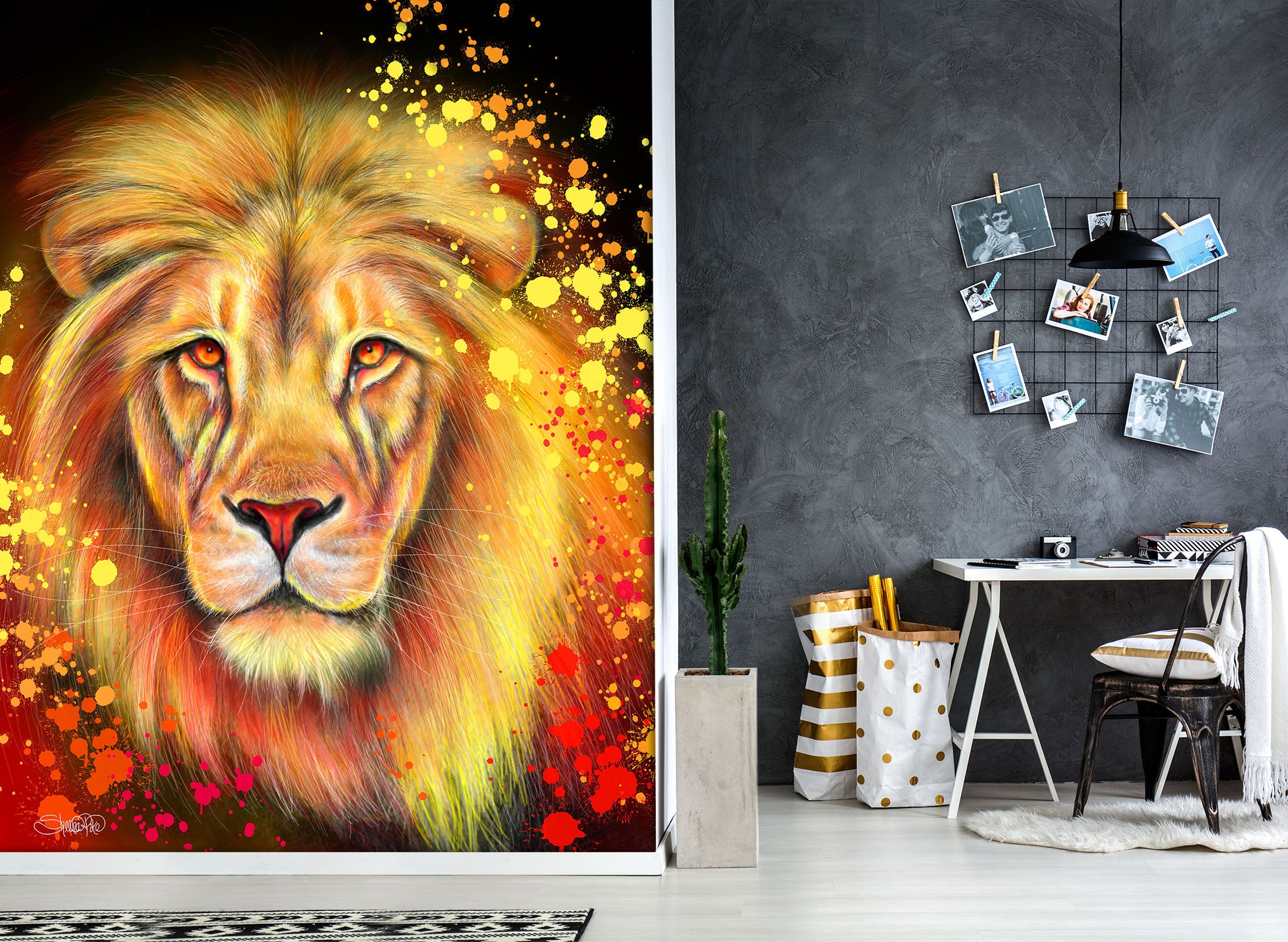 3D Watercolor Lion 8444 Sheena Pike Wall Mural Wall Murals