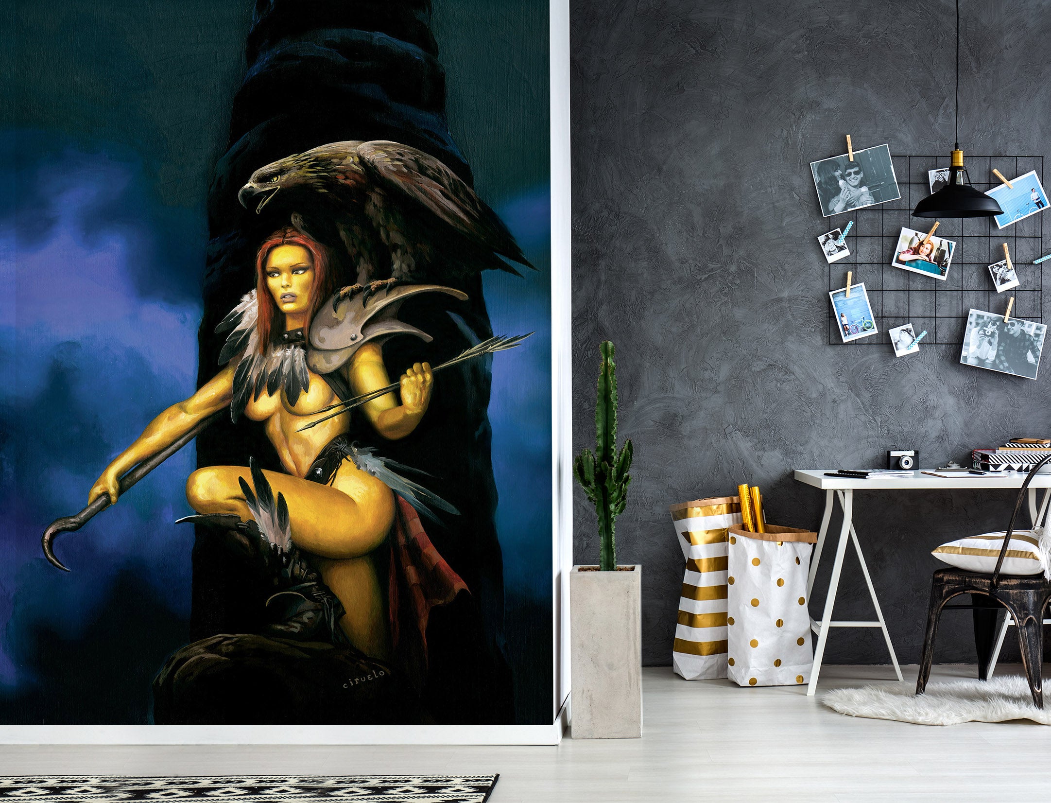 3D Eagle Woman 7113 Ciruelo Wall Mural Wall Murals