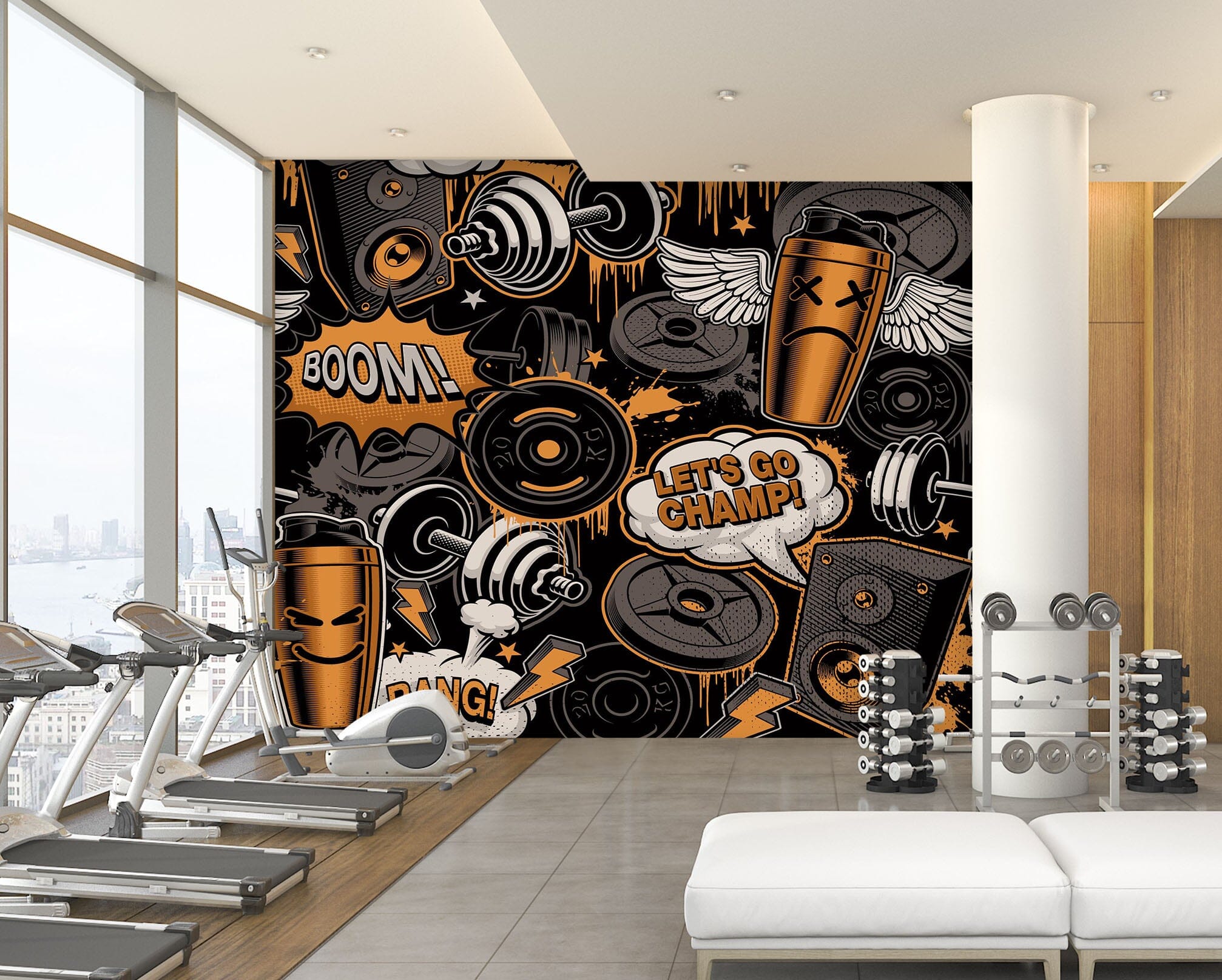 3D Fitness Dumbbell 300 Wall Murals Wallpaper AJ Wallpaper 2 