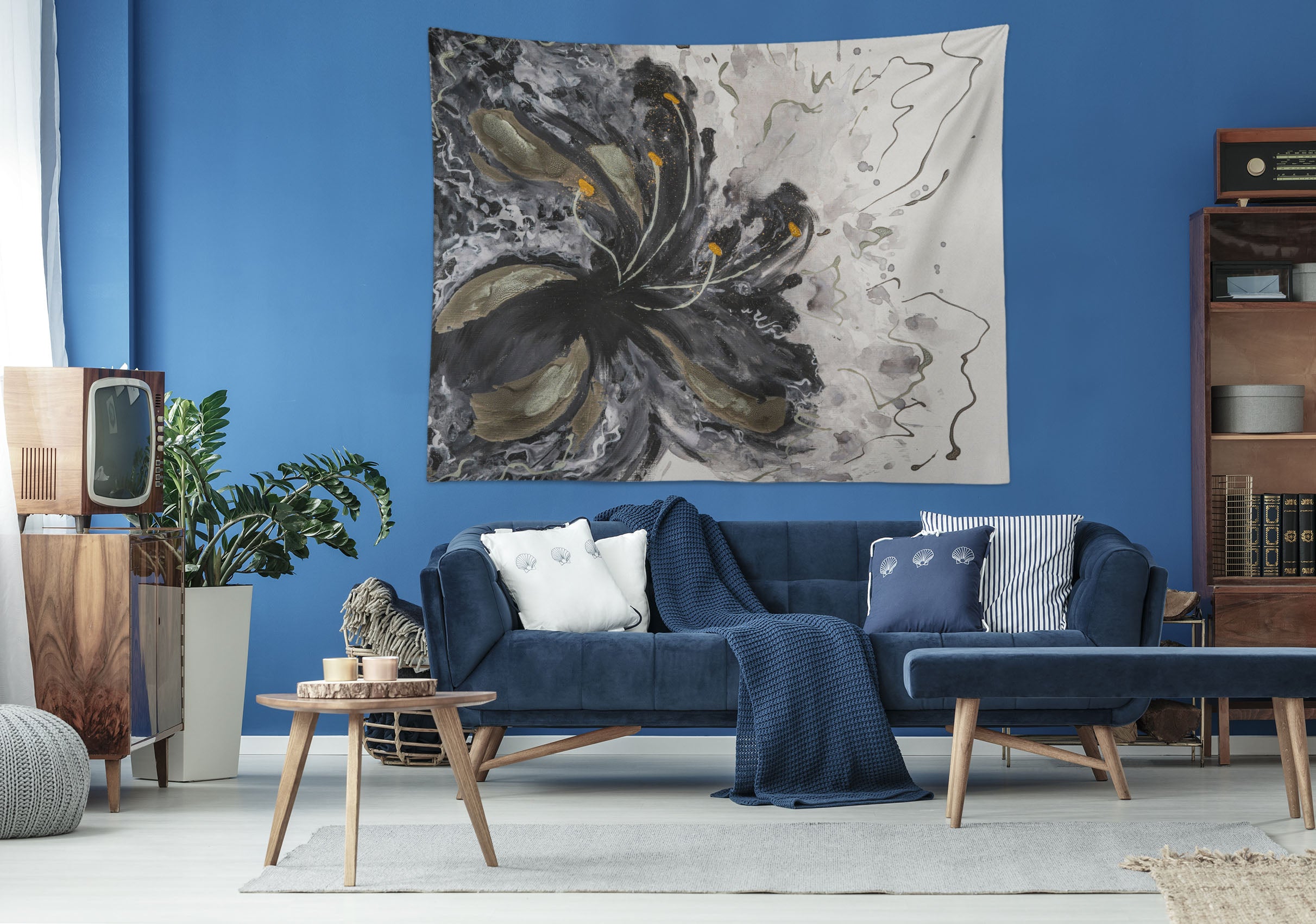 3D Ink Flower 3632 Skromova Marina Tapestry Hanging Cloth Hang