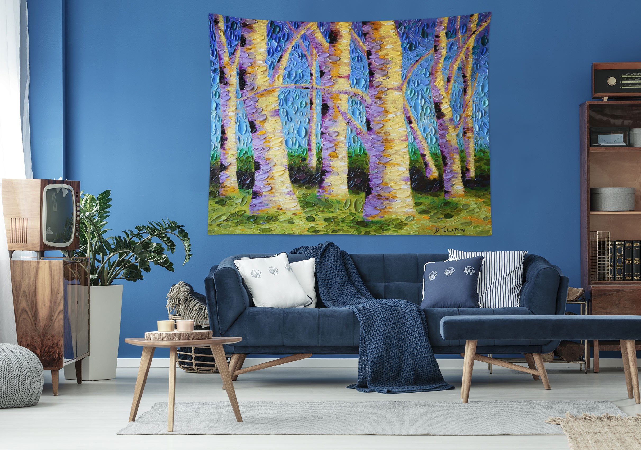 3D Trees 11821 Dena Tollefson Tapestry Hanging Cloth Hang