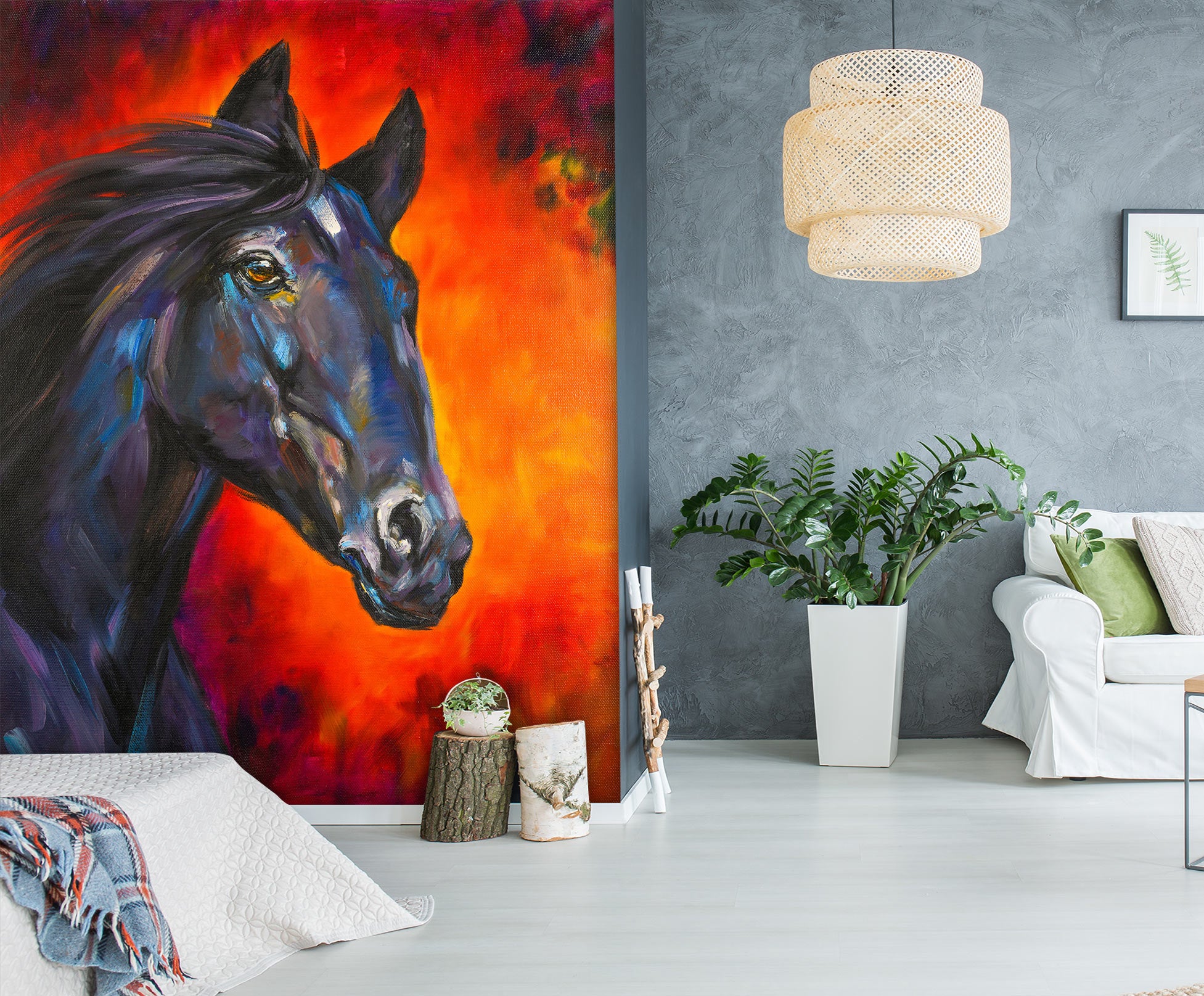 3D Black Horse 152 Skromova Marina Wall Mural Wall Murals