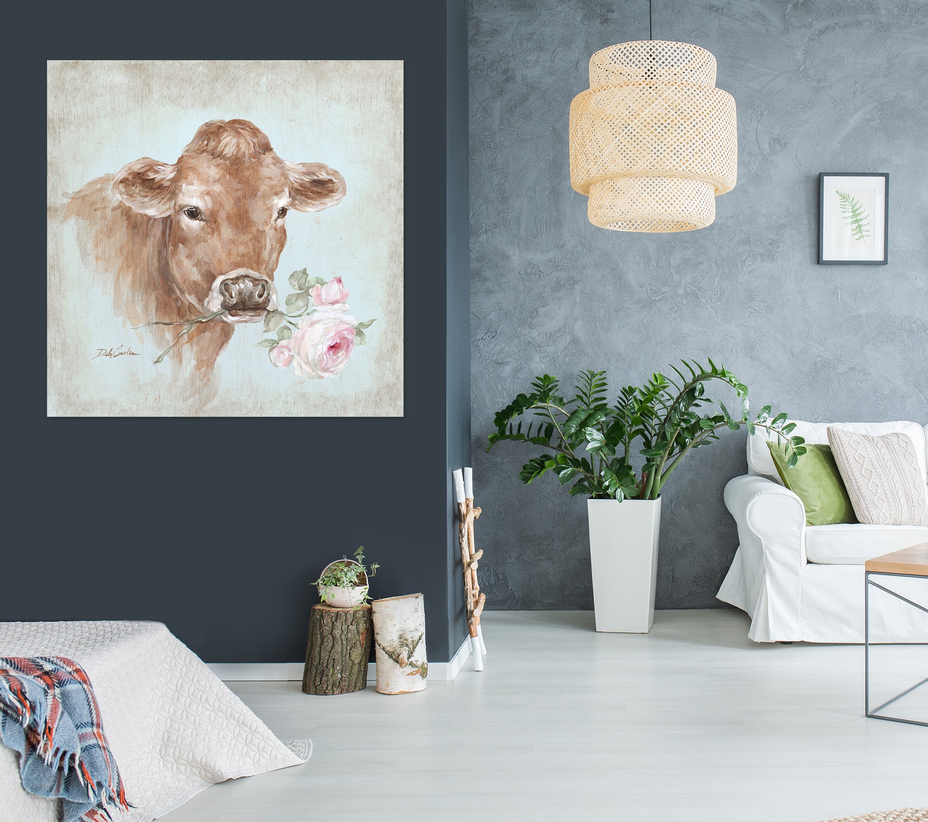 3D Cattle Pink Flower 052 Debi Coules Wall Sticker