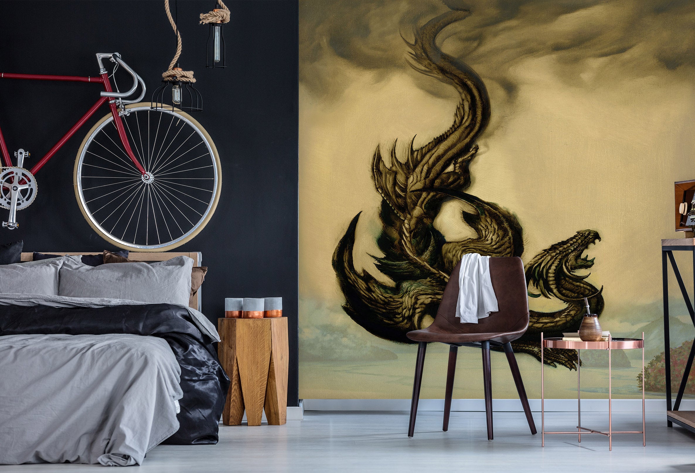 3D Black Dragon 7071 Ciruelo Wall Mural Wall Murals