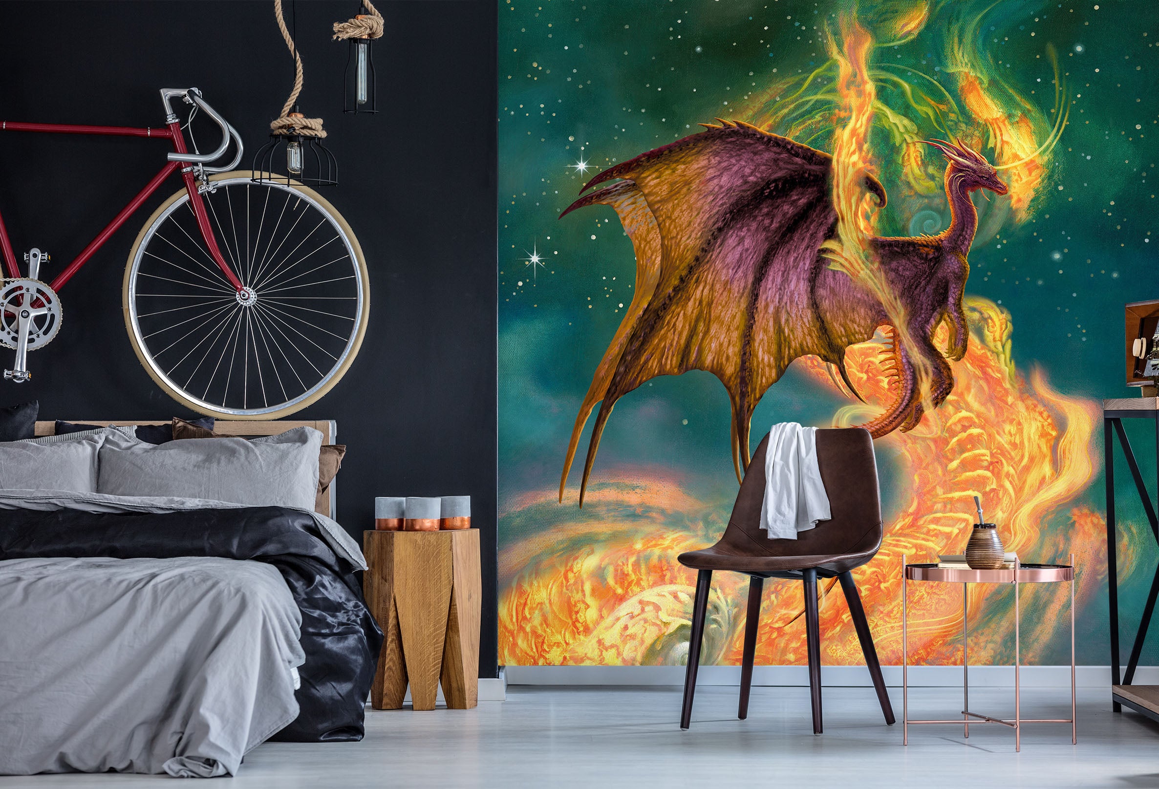 3D Starry Sky Dragon Pattern 7086 Ciruelo Wall Mural Wall Murals