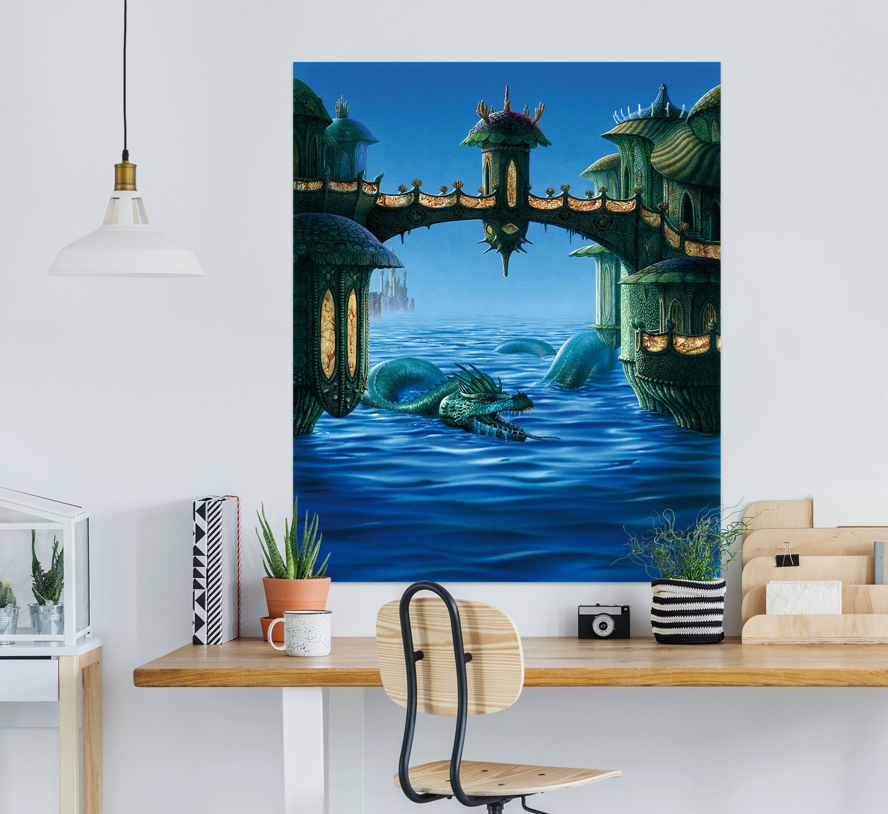 3D Ocean Dragon Bridge 8089 Ciruelo Wall Sticker