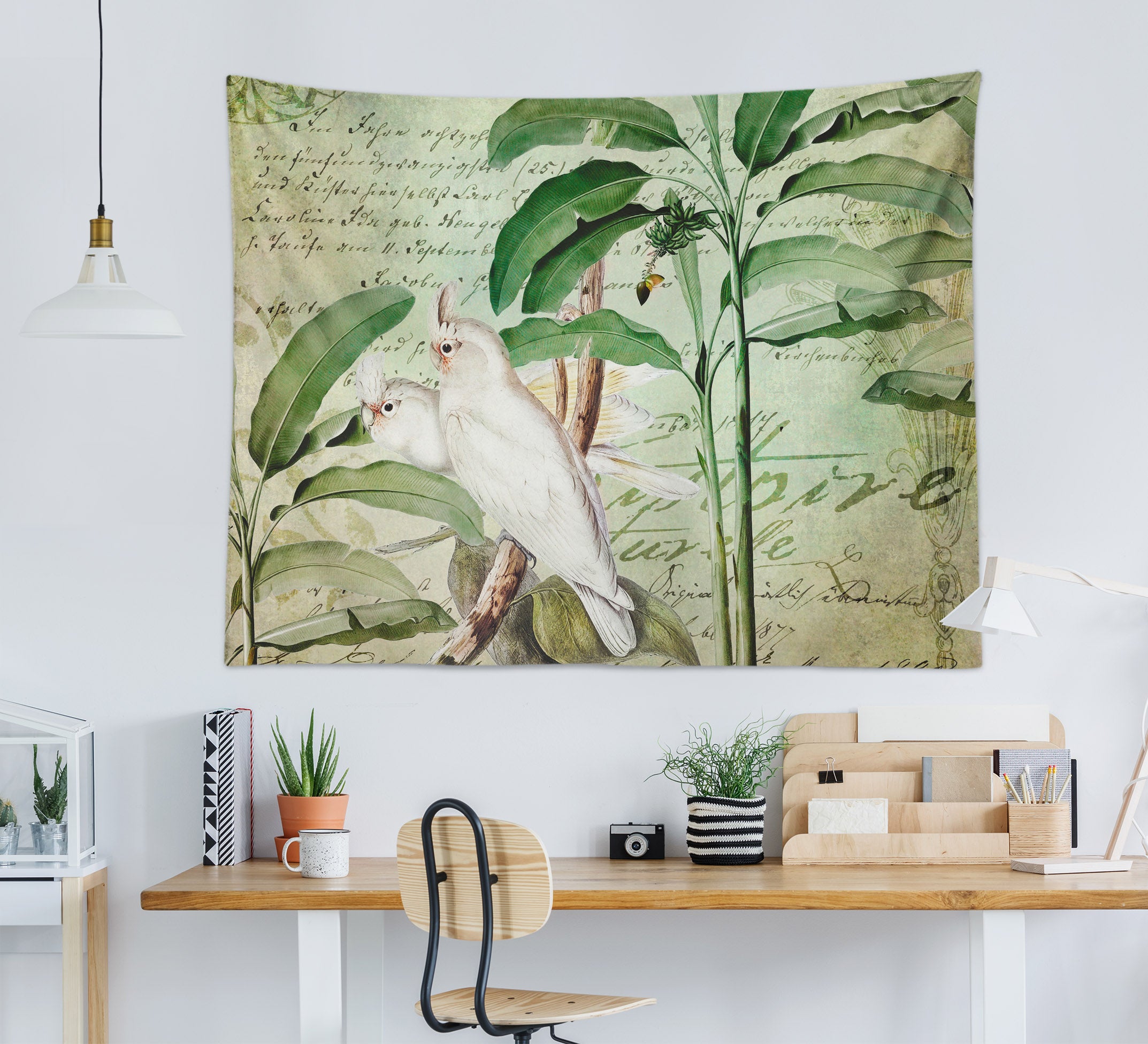 3D White Parrot Leaves 11859 Andrea haase Tapestry Hanging Cloth Hang