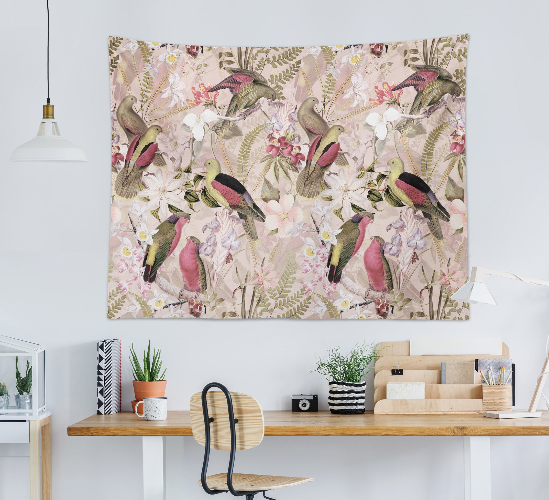 3D Parrot Leaves 901 Uta Naumann Tapestry Hanging Cloth Hang