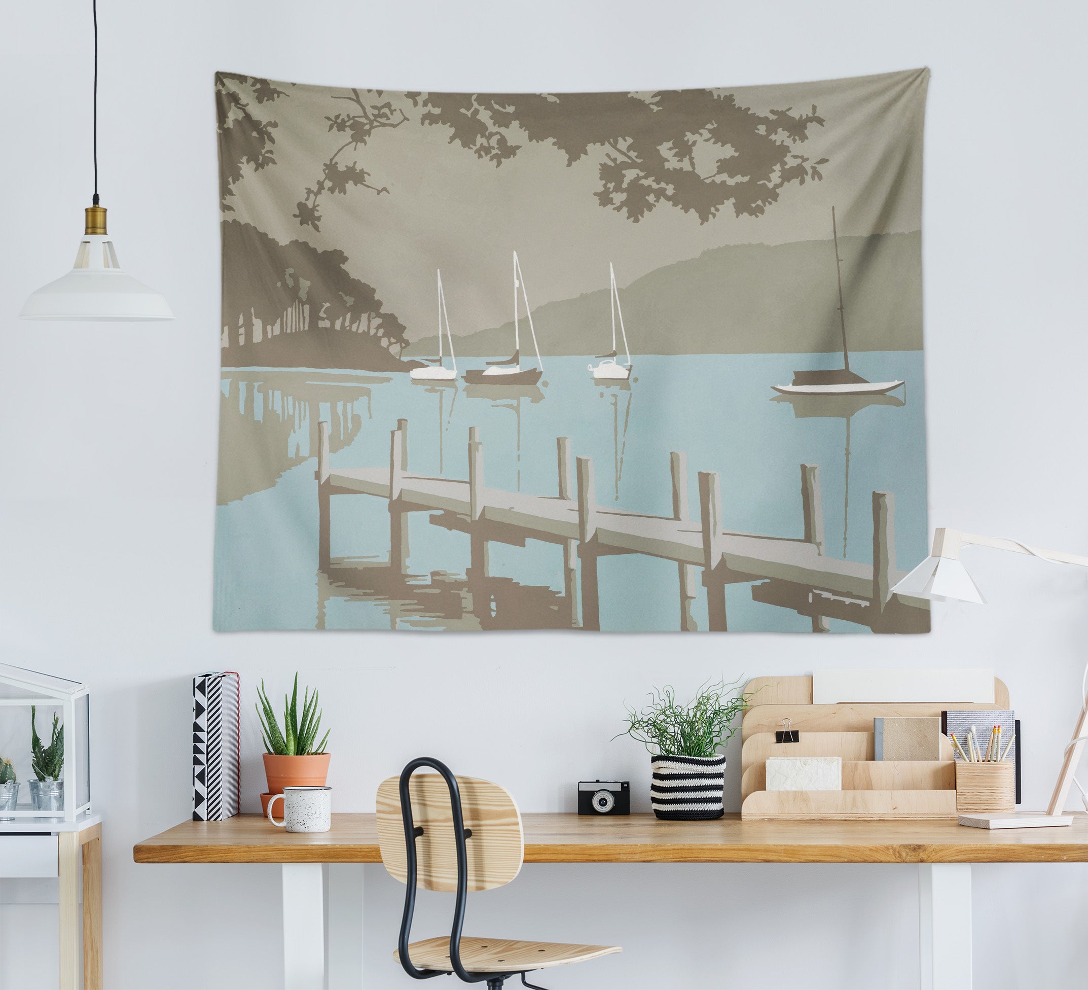 3D Pier Blue Sea 5311 Steve Read Tapestry Hanging Cloth Hang