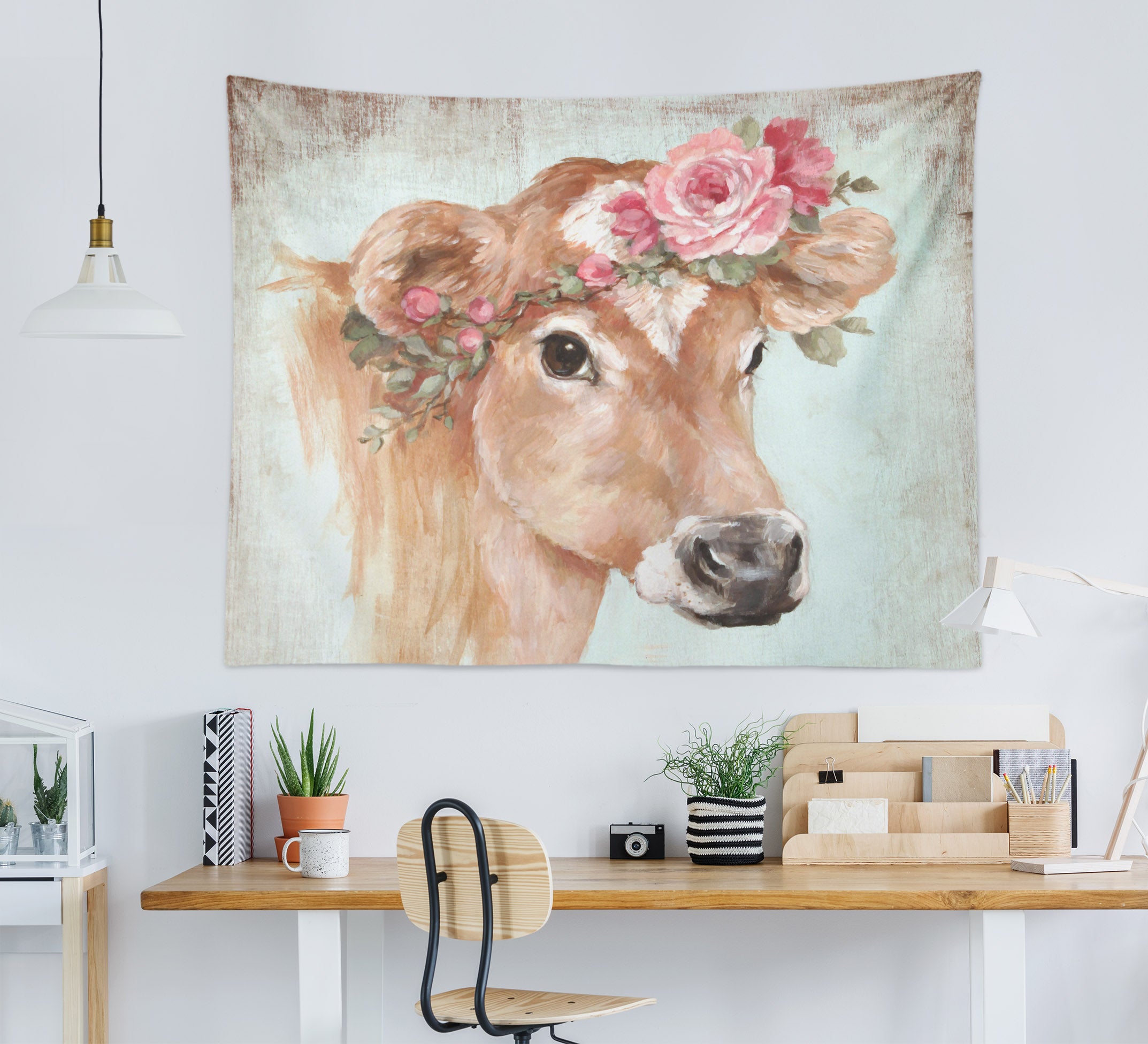 3D Cow Wreath 7811 Debi Coules Tapestry Hanging Cloth Hang