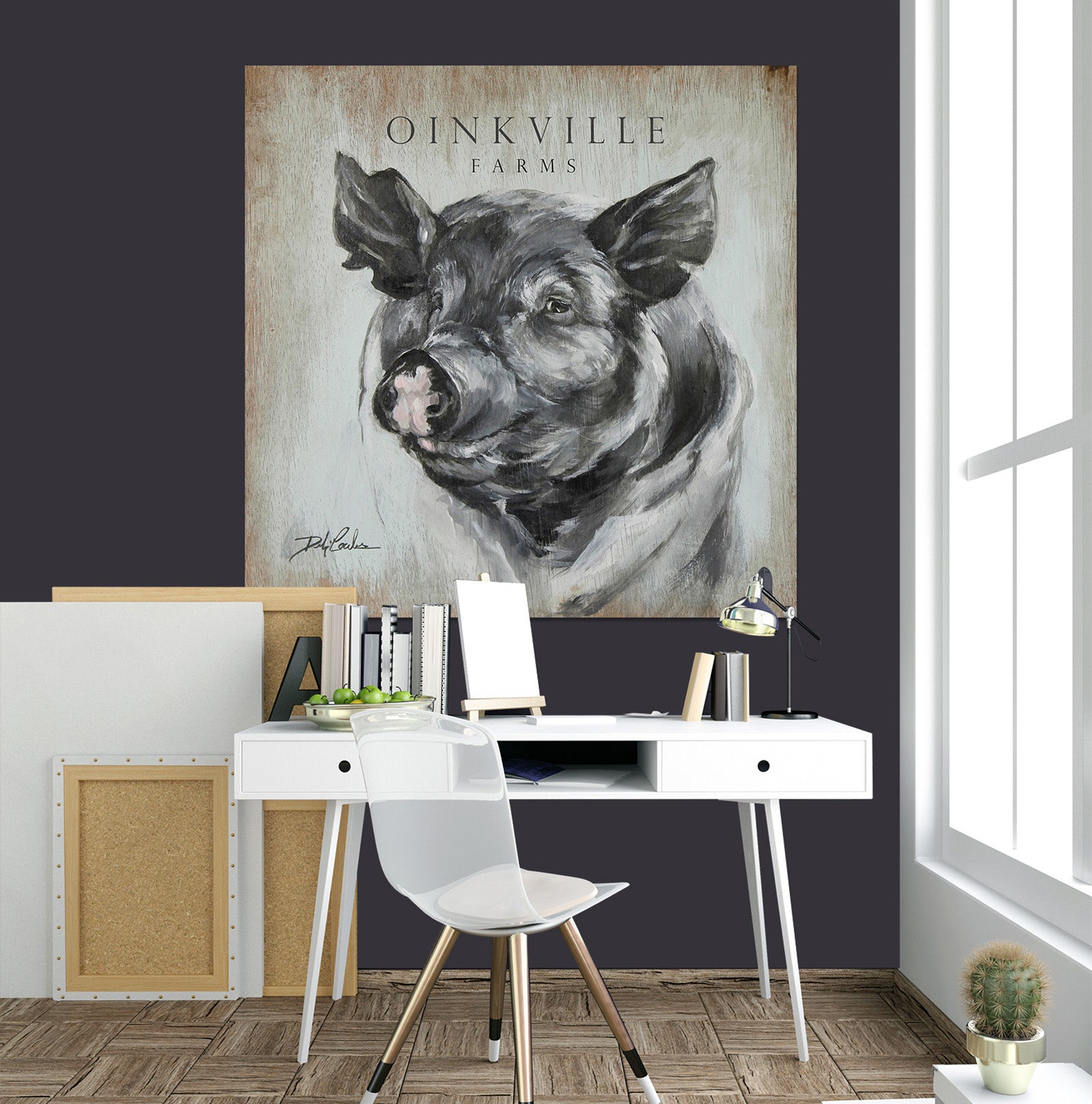 3D Pig 009 Debi Coules Wall Sticker