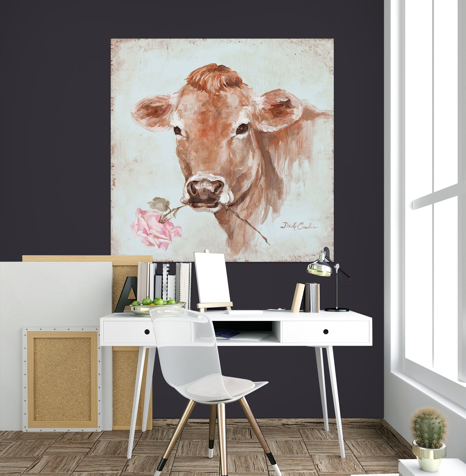 3D Cattle Flower 058 Debi Coules Wall Sticker