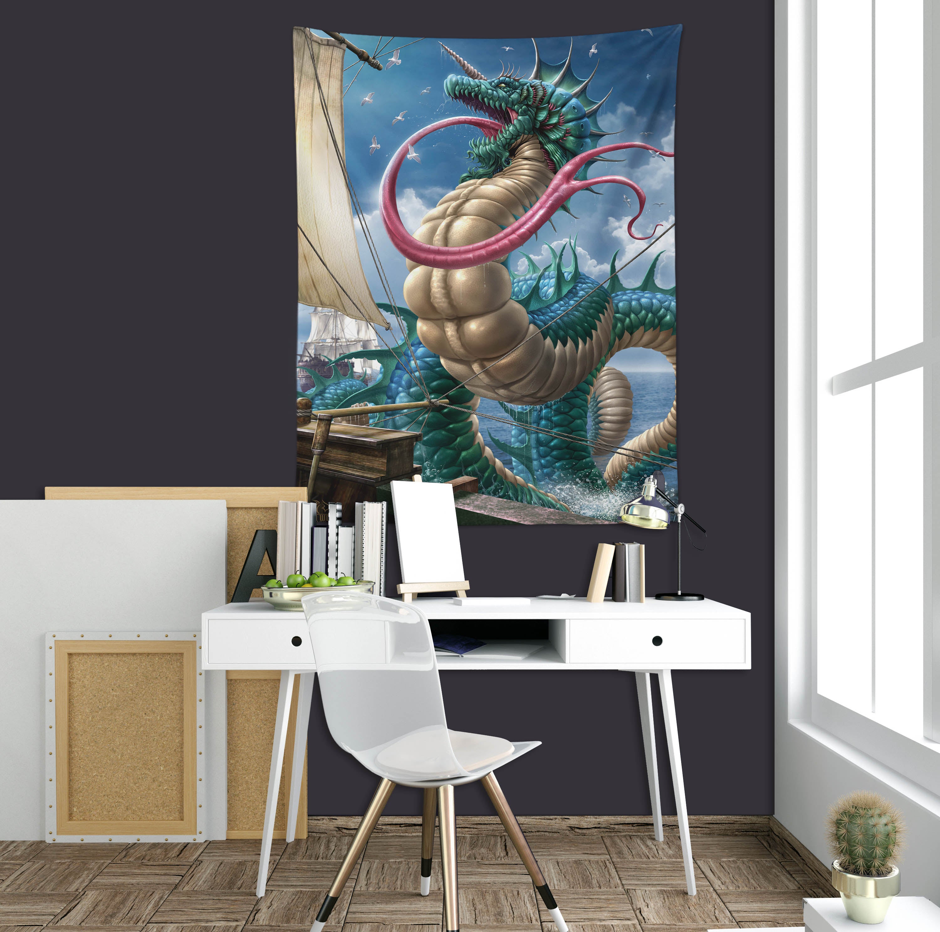 3D Dragon Long Tongue 121170 Tom Wood Tapestry Hanging Cloth Hang