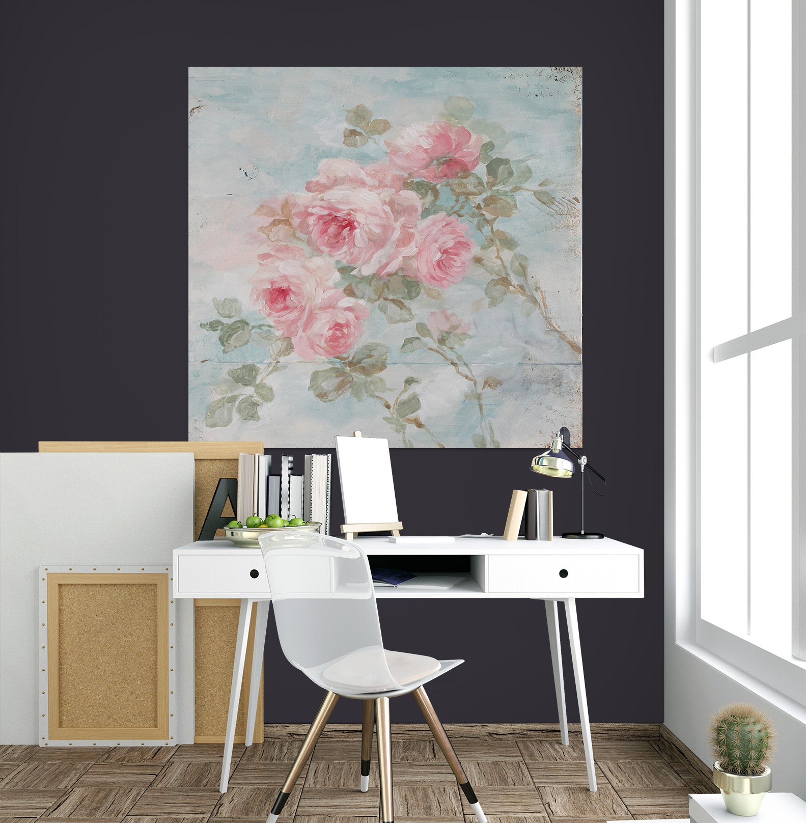 3D Pink Rose Flower 068 Debi Coules Wall Sticker