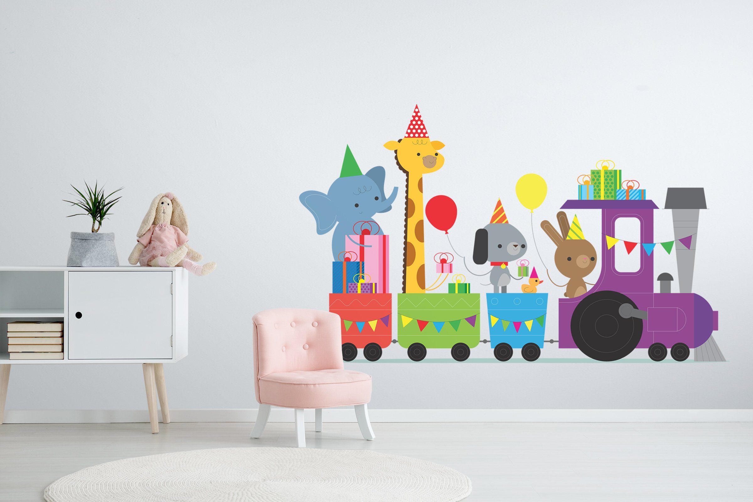 3D Cartoon Train Animal 082 Wall Stickers Wallpaper AJ Wallpaper 