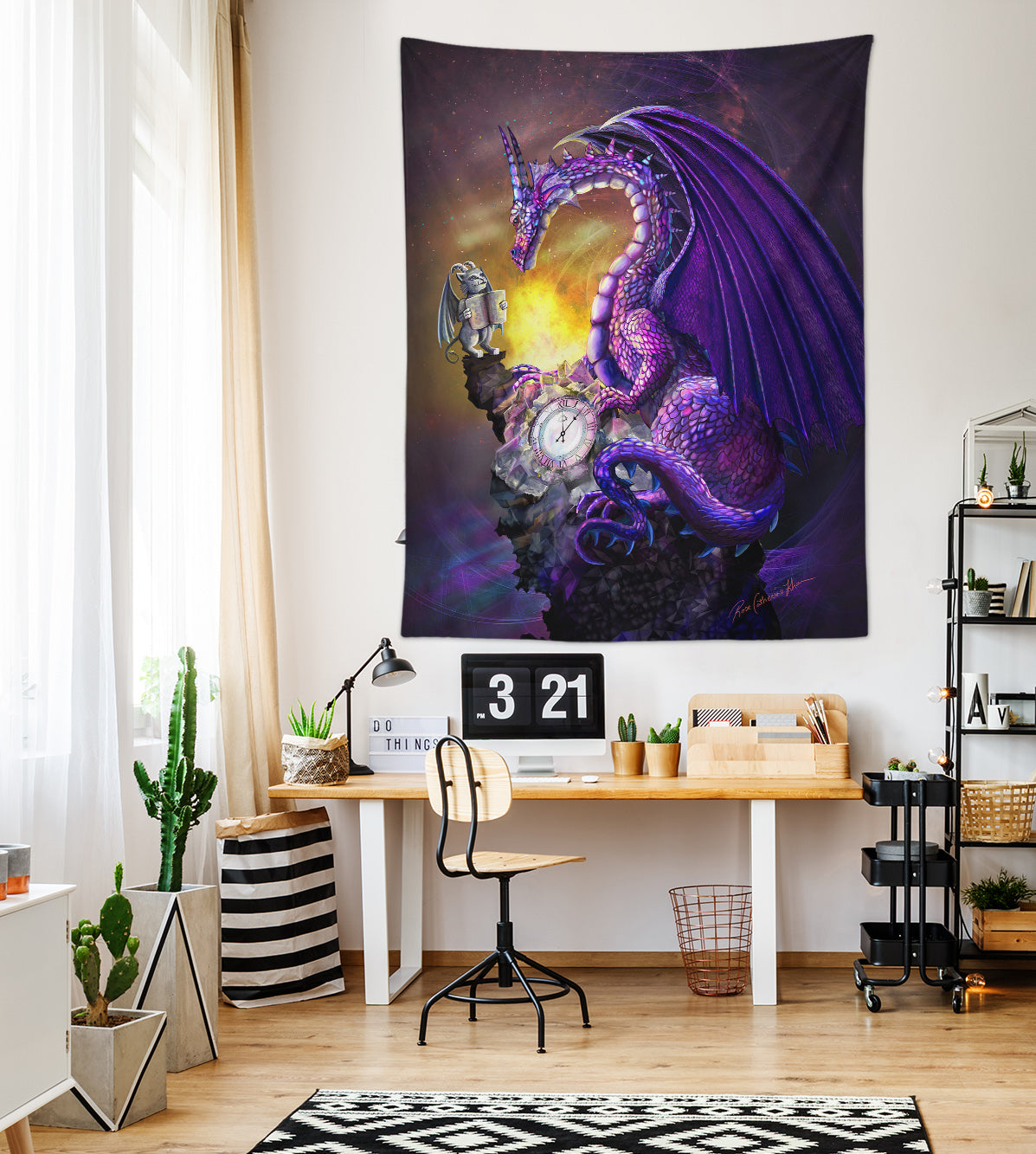 3D Purple Dragon 5217 Rose Catherine Khan Tapestry Hanging Cloth Hang