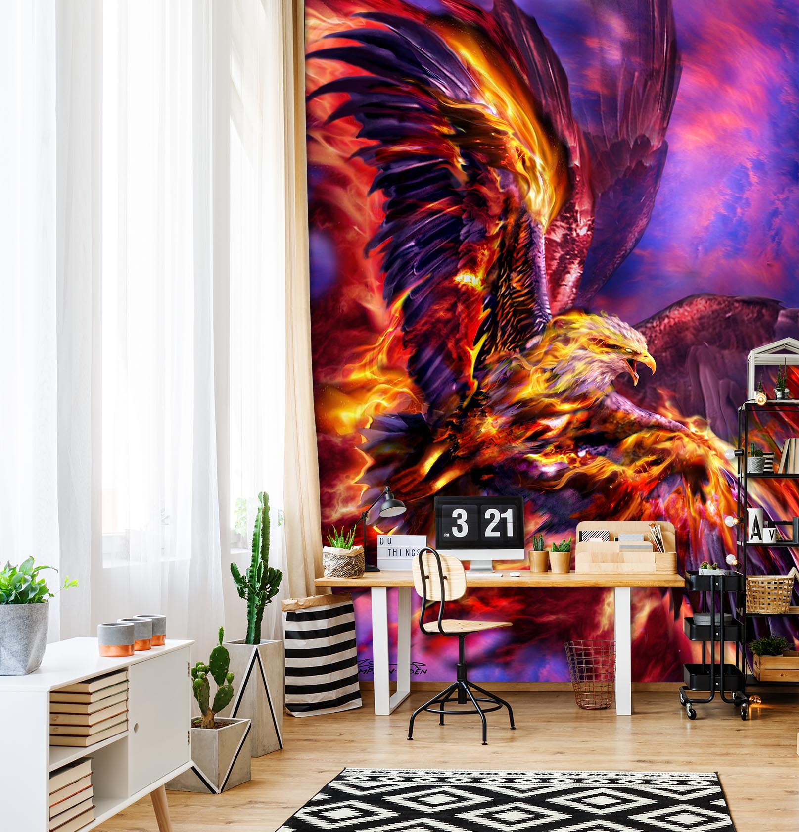 3D Flame Eagle 8148 Ruth Thompson Wall Mural Wall Murals