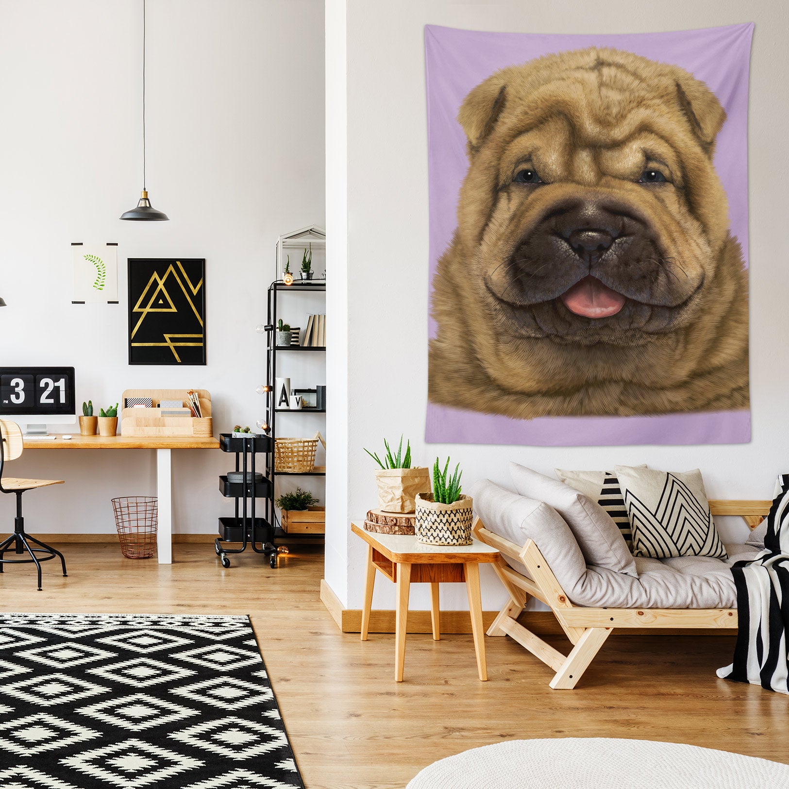 3D Shar Pei Dog 11731 Vincent Tapestry Hanging Cloth Hang