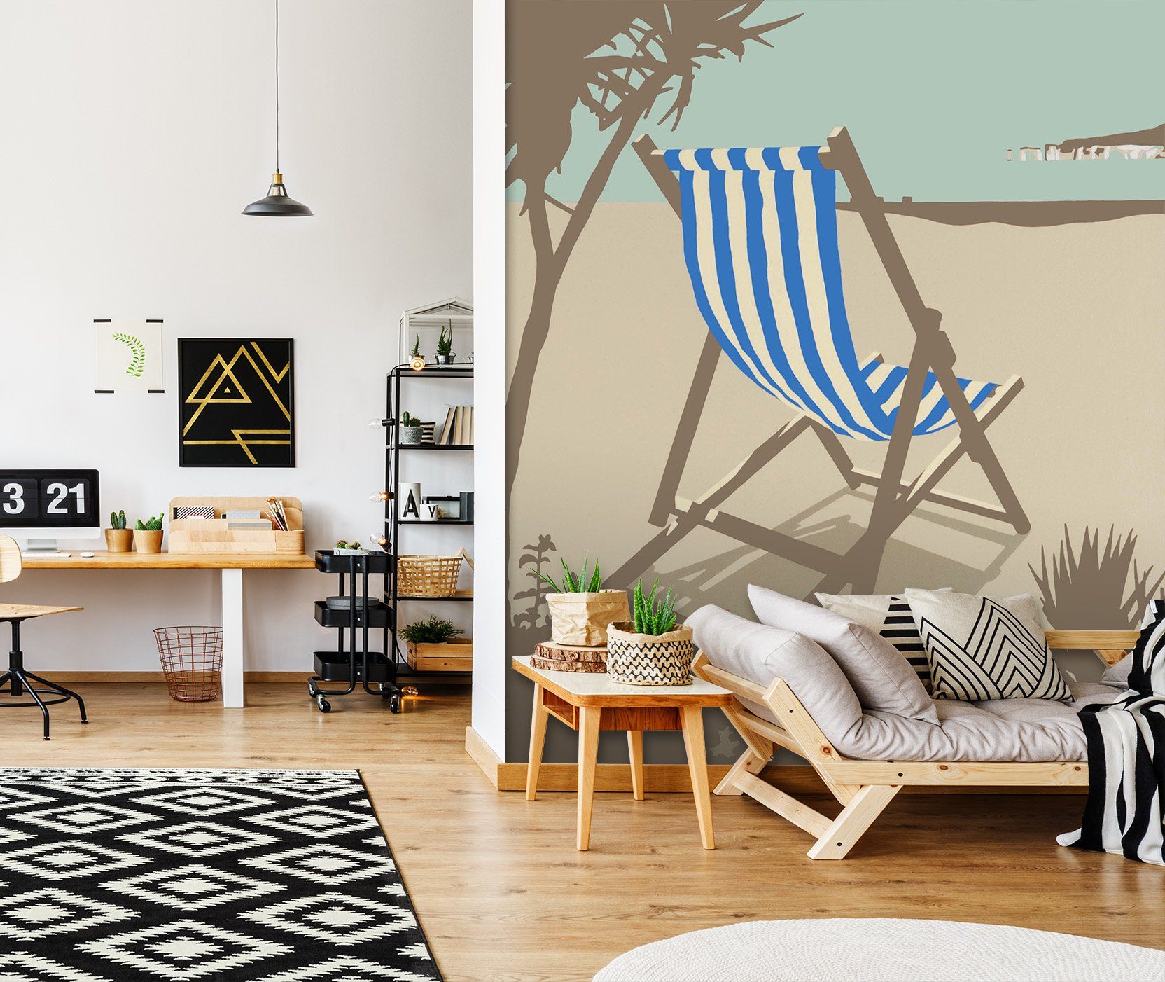 3D Bournemouth Blue Deckchair 1004 Steve Read Wall Mural Wall Murals Wallpaper AJ Wallpaper 2 