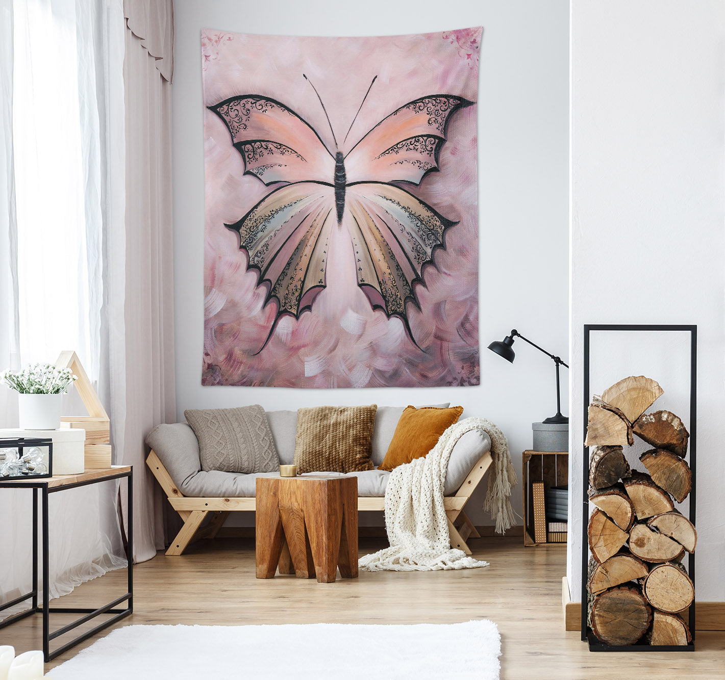 3D Pink Butterfly 3702 Skromova Marina Tapestry Hanging Cloth Hang