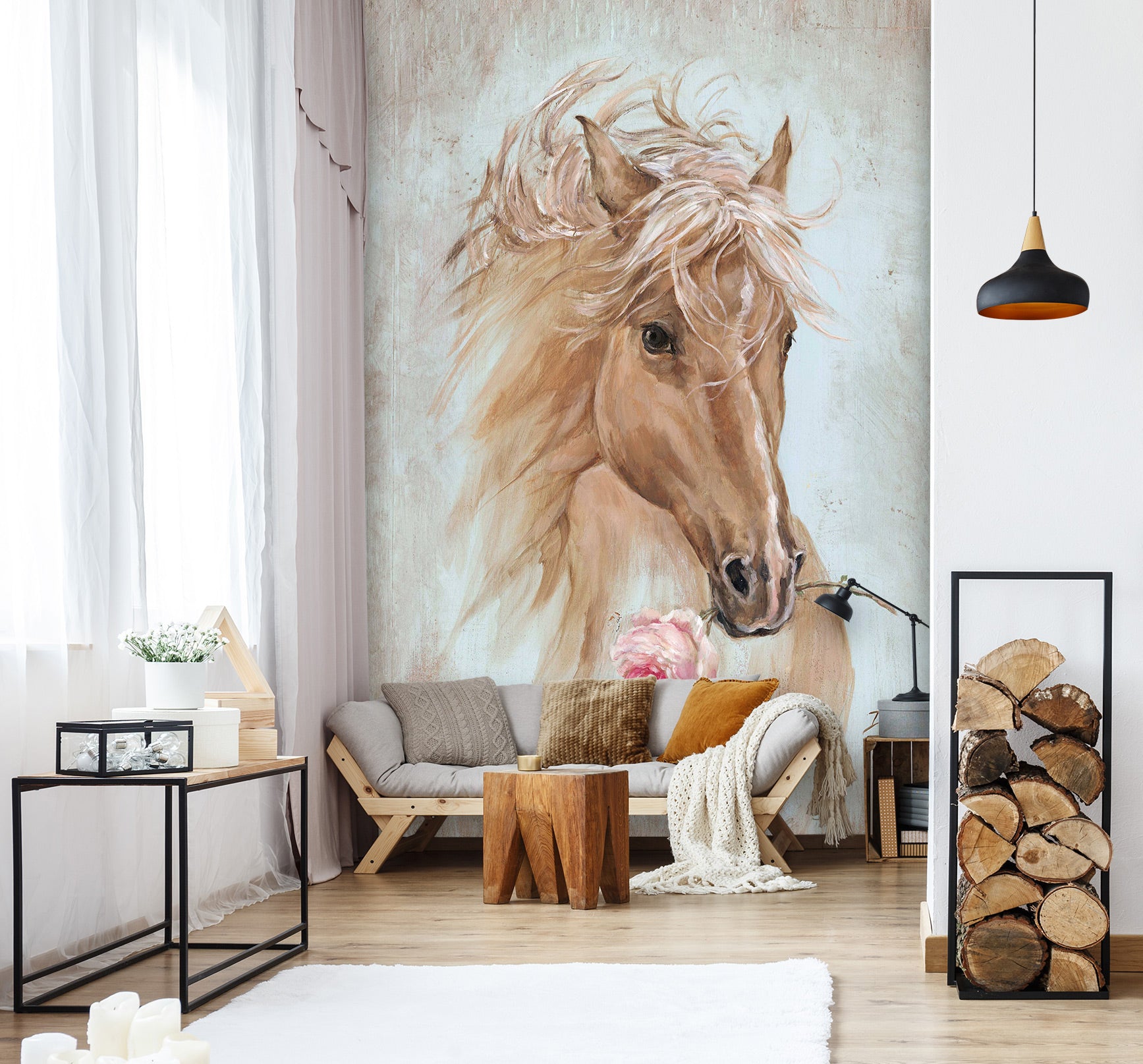 3D Flower Horse 4038 Debi Coules Wall Mural Wall Murals