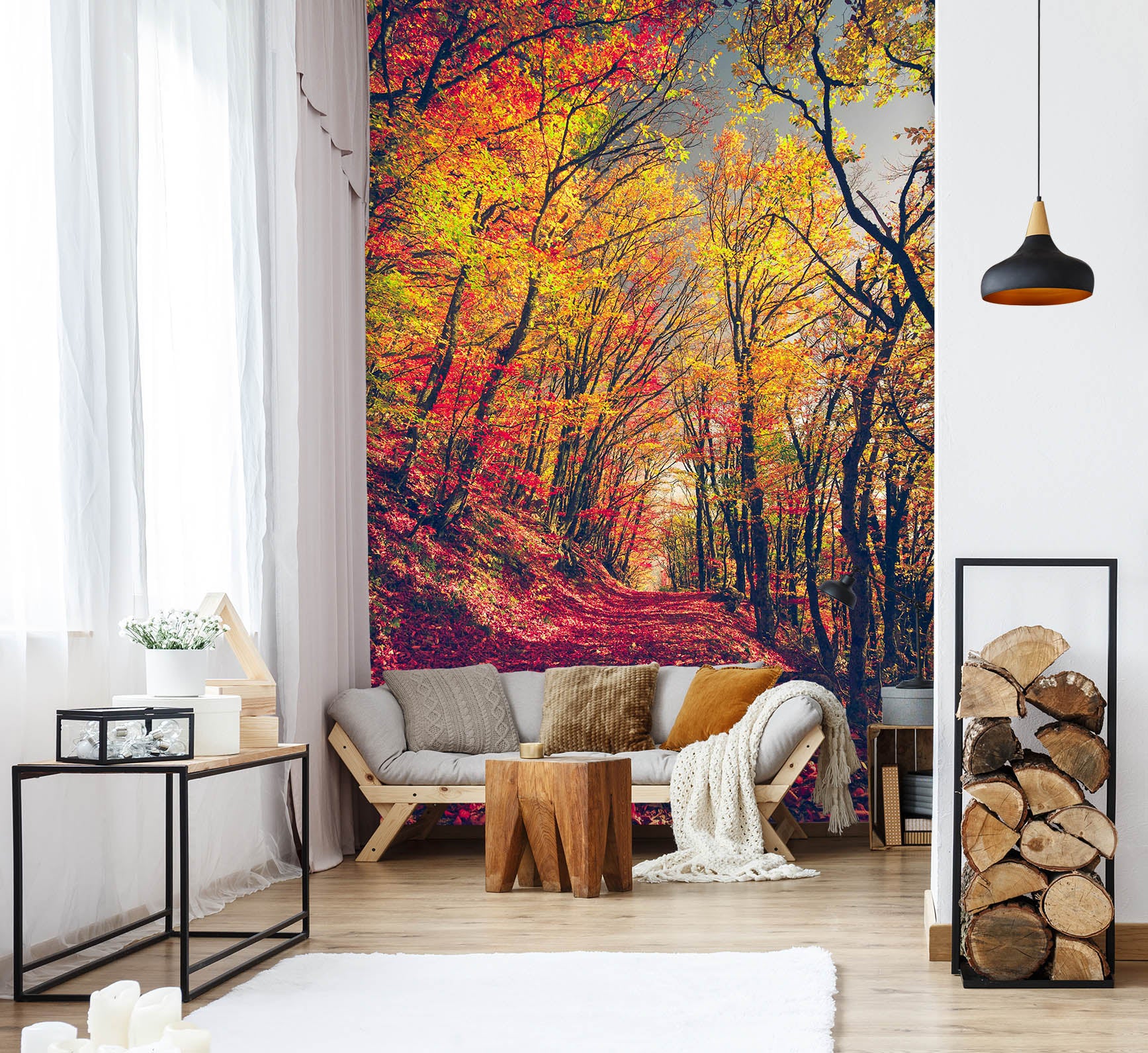 3D Yellow Leaf Forest 58106 Wall Murals