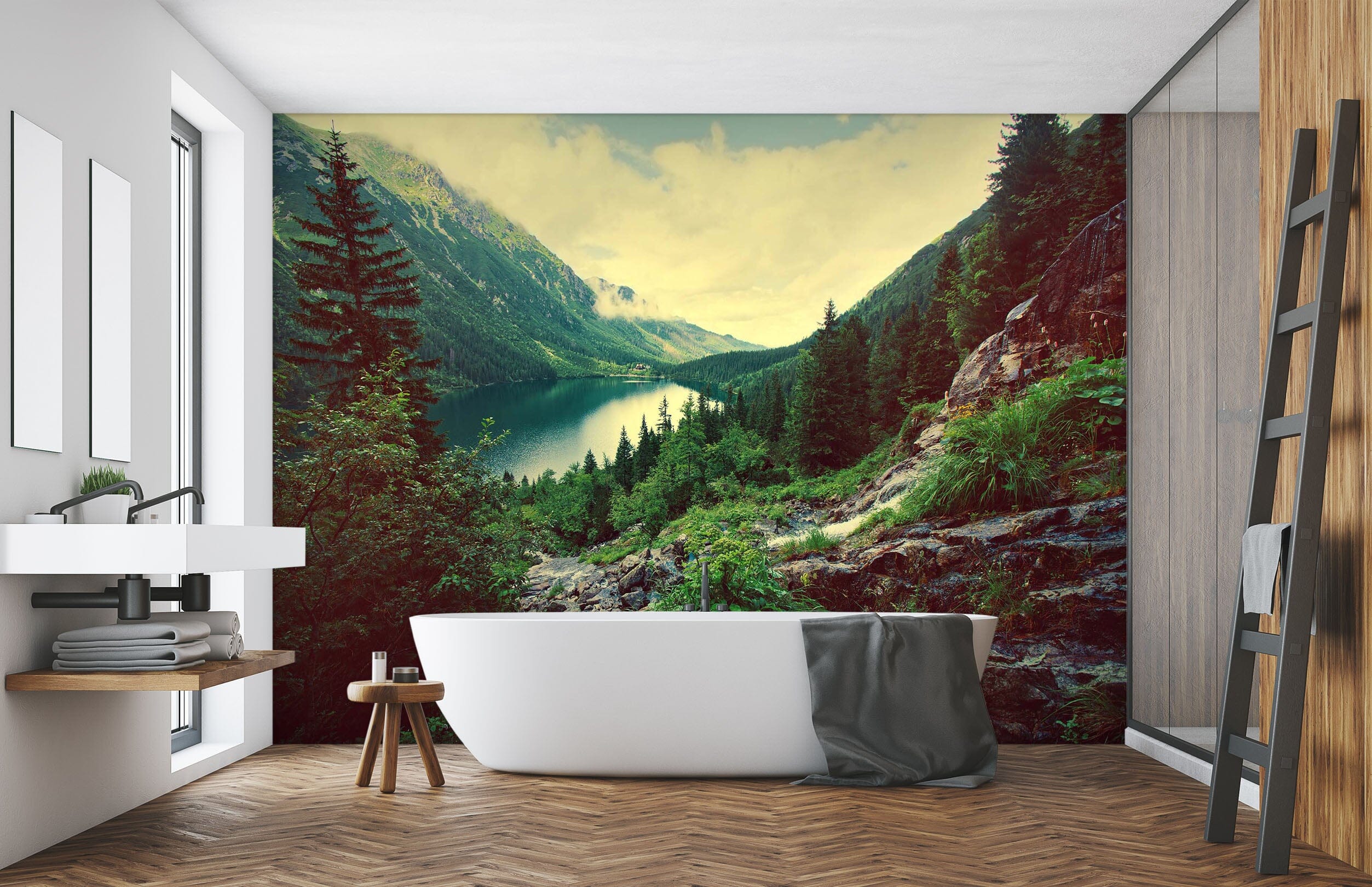 3D Mountain Forest Lake 123 Wall Murals Wallpaper AJ Wallpaper 2 