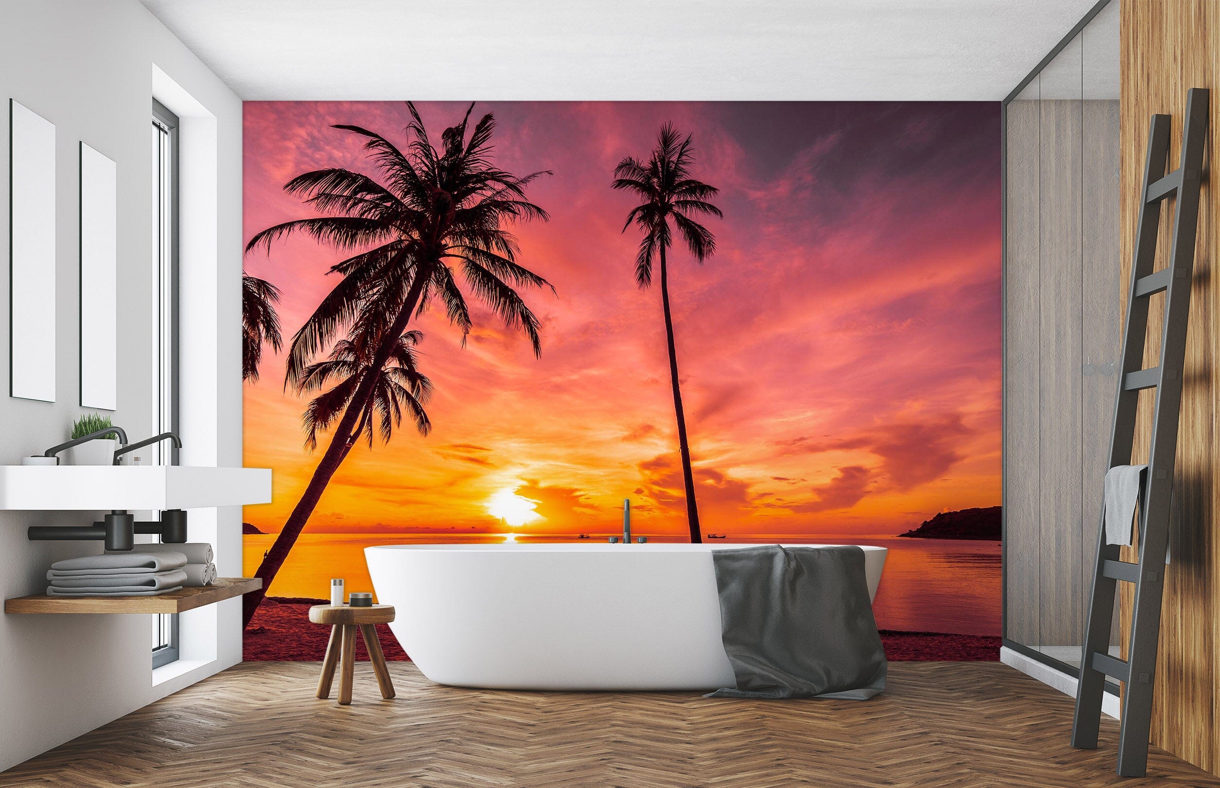 3D Sunset Sea Tree 125 Wall Murals Wallpaper AJ Wallpaper 2 