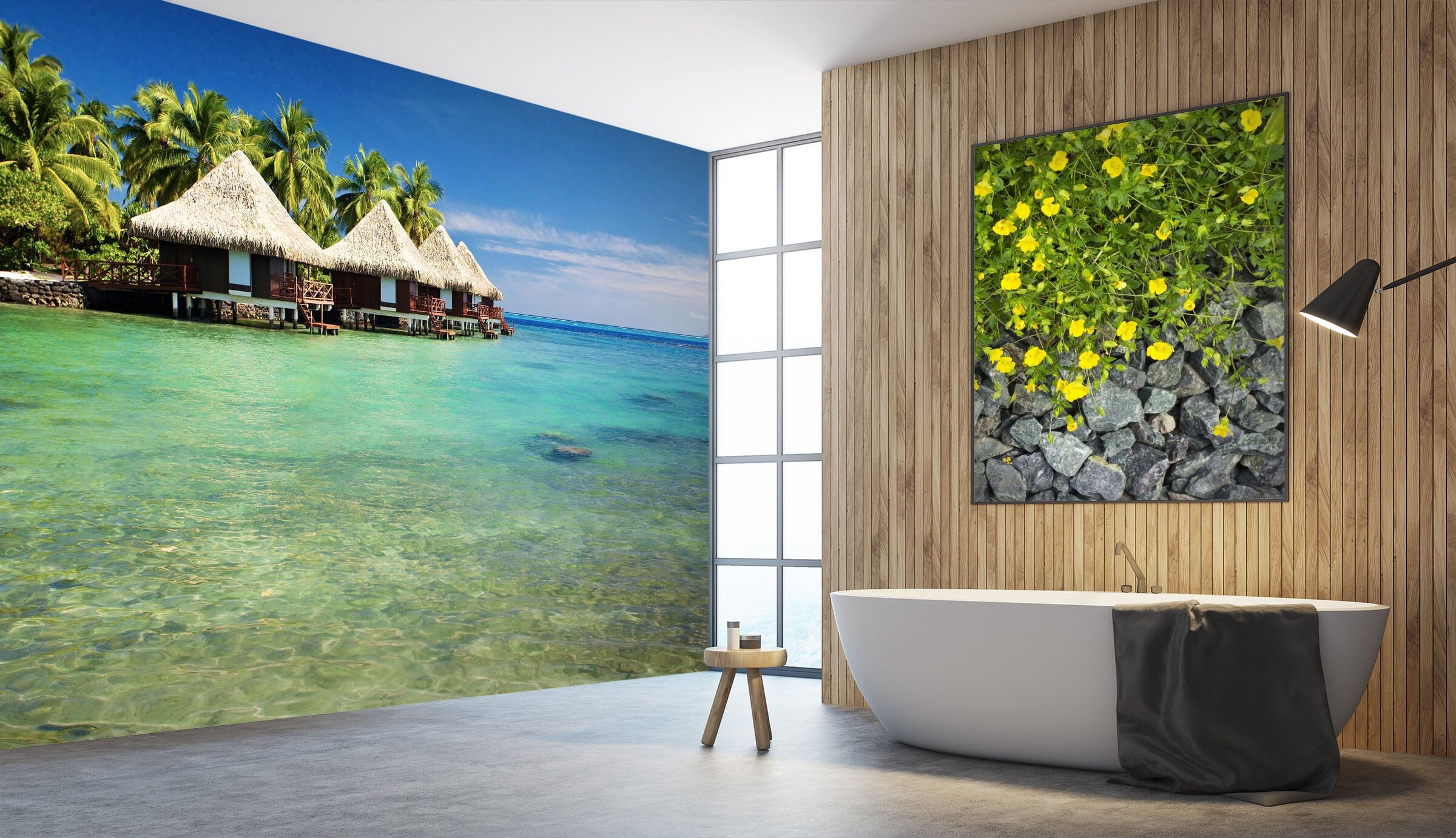 3D Sea Stones Cabin 087 Wall Murals Wallpaper AJ Wallpaper 2 