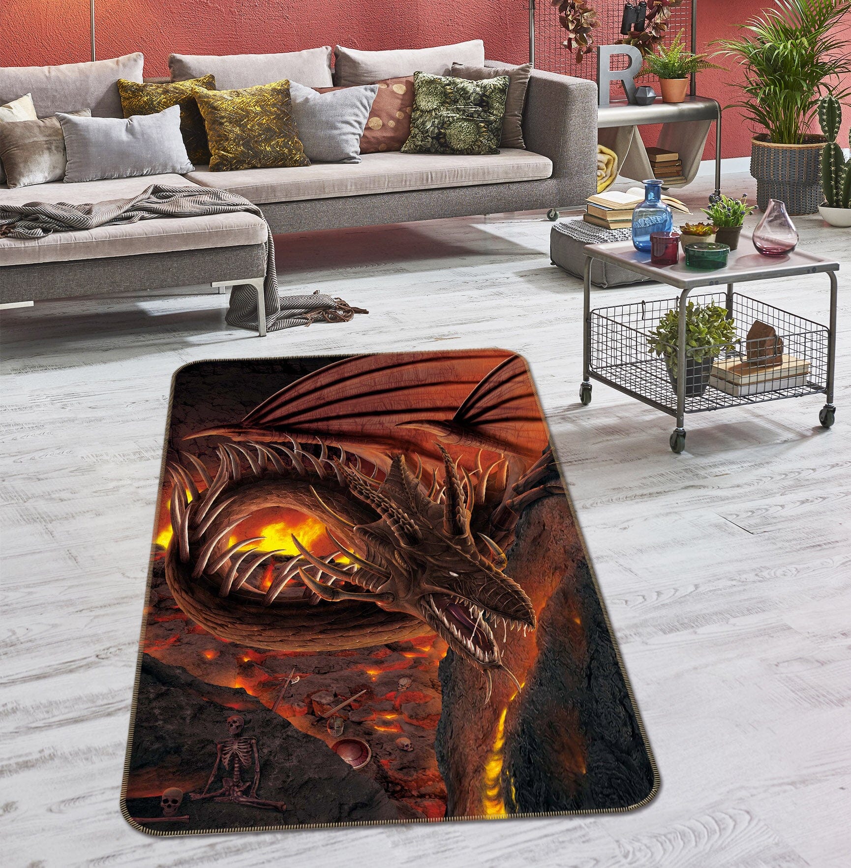 3D HellFire Dragon 1041 Vincent Hie Rug Non Slip Rug Mat Mat AJ Creativity Home 