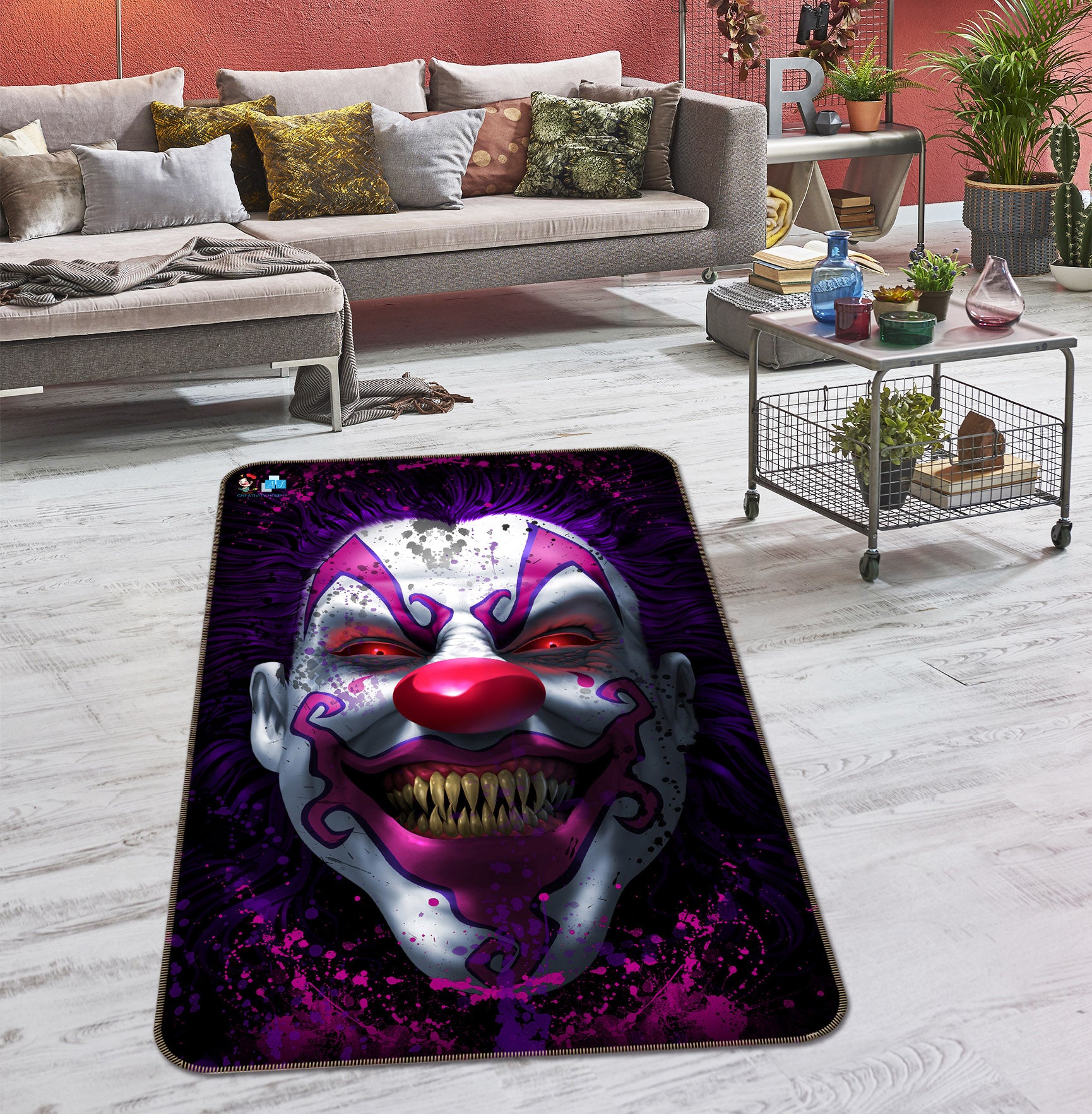 3D Clown 4145 Tom Wood Rug Non Slip Rug Mat